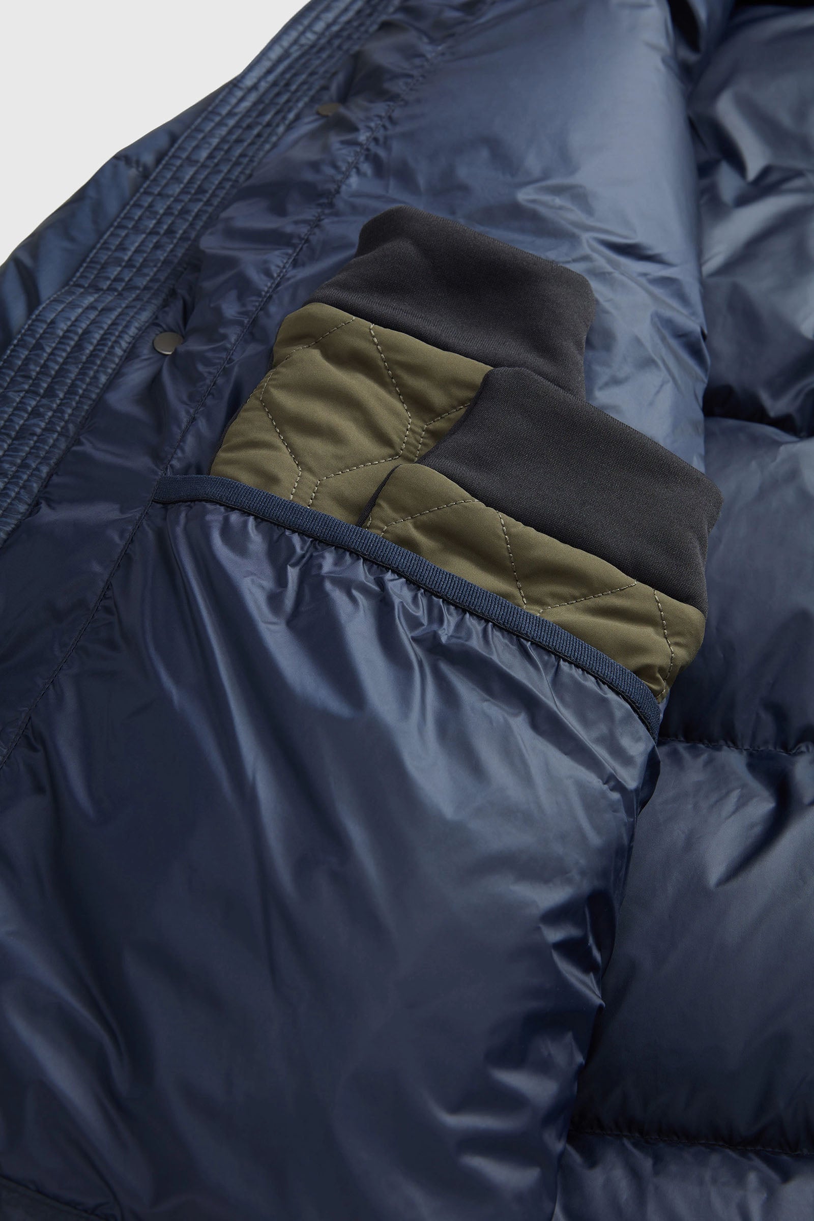 Woolrich Piumino In Nylon Pertex Quantum Riciclato Con Cappuccio Blu Uomo - 8