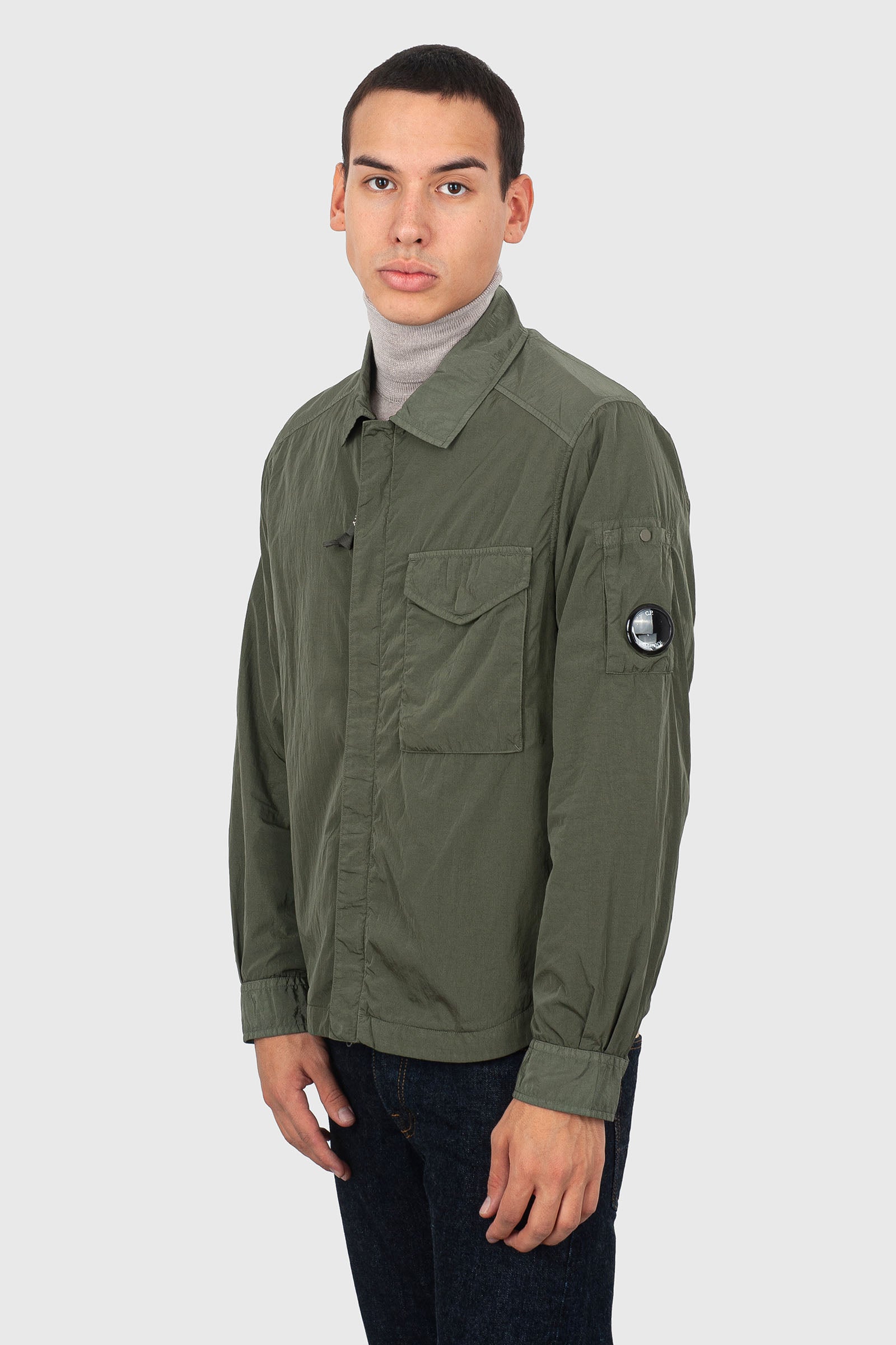 C.p. Company Overshirt Chrome-r Lens Verde Militare Uomo - 3