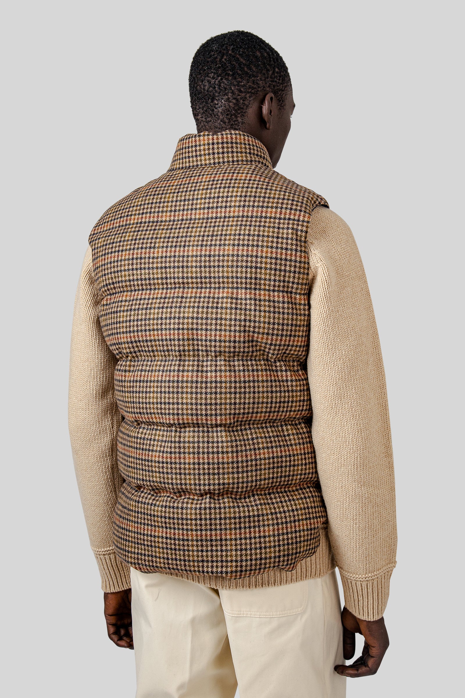 Sebago Gilet Webb Wool Pied De Poule Beige/blu Uomo - 5