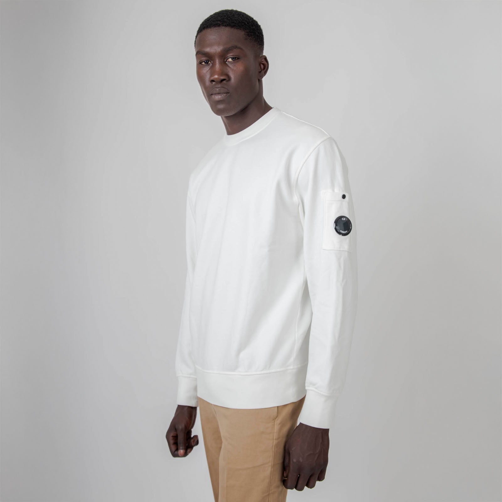 C.p. Company Felpa Crewneck Diadonal Brushed Emerized Bianco Uomo - 7