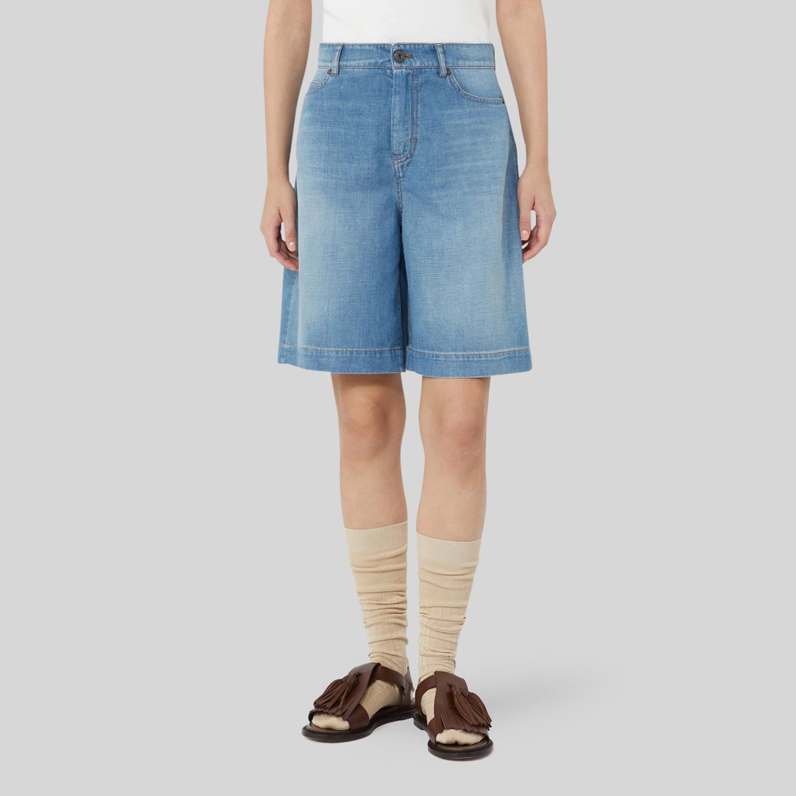 Max Mara Weekend Bermuda In Denim Ozono Blu Chiaro Donna - 4