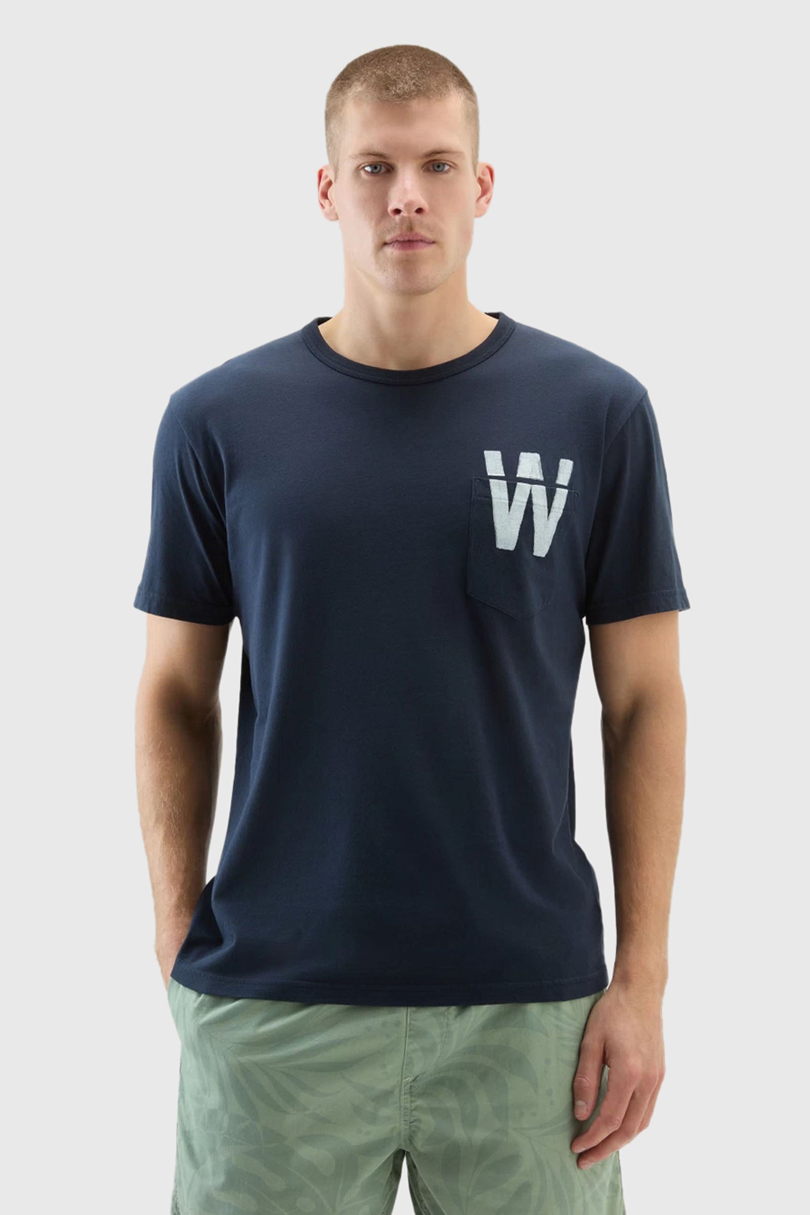 Woolrich T-shirt Flag Blu Uomo - 3