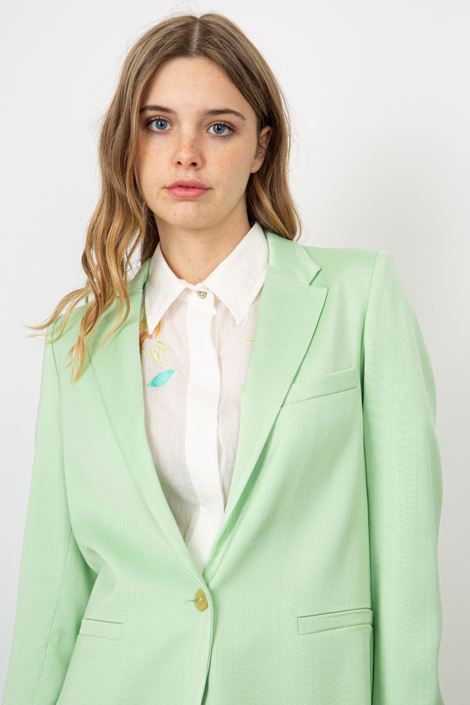 Forte Forte Blazer in Flamed Texture Viscose and Cotton - Ice Green - 3