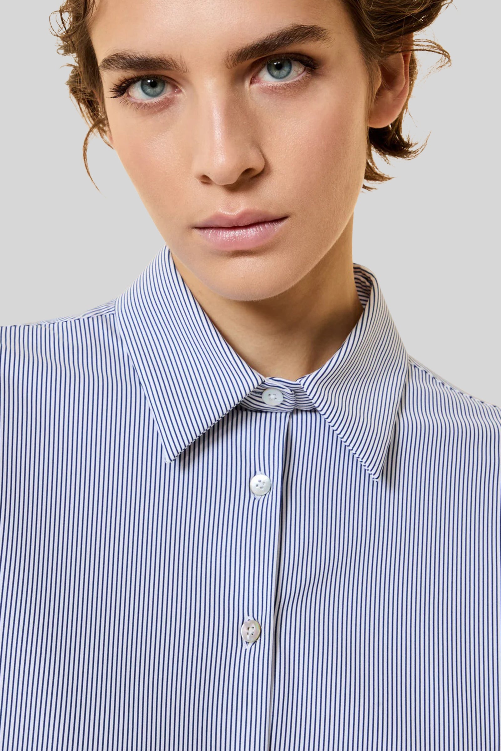 Rrd Oxford Jacquard Stripe Boyfriend Wom Shirt Bianco/blu Donna - 2