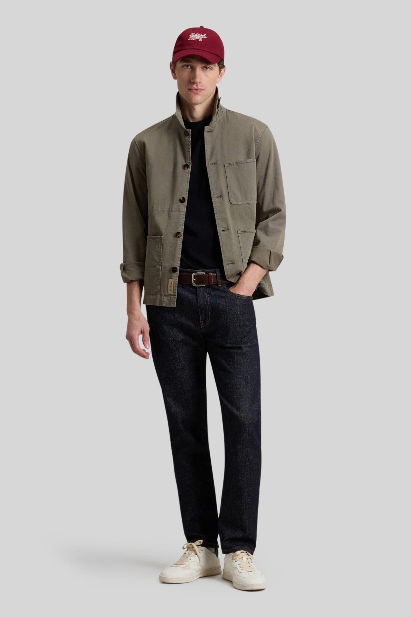 Woolrich Overshirt Chore Tinta In Capo In Twill Di Cotone Verde Militare Uomo - 4