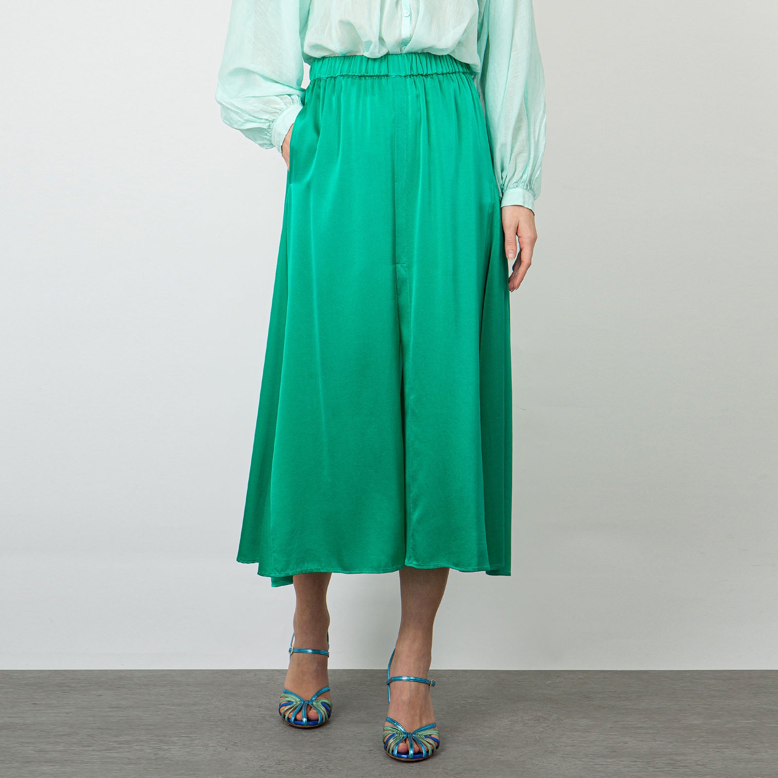 Forte Forte Skirt Elastic Silk Satin Stretch Emerald Green - 6