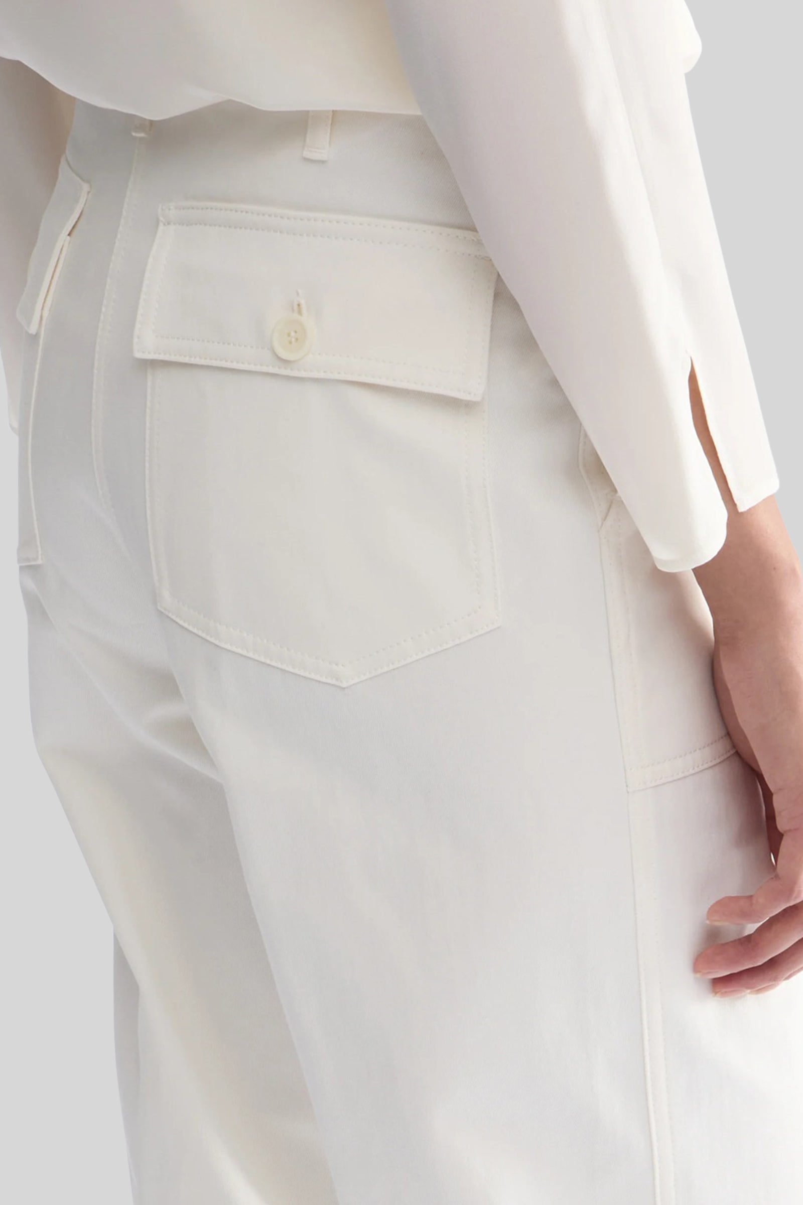 Aspesi Pantalone In Gabardine Di Cotone Bianco Donna - 2