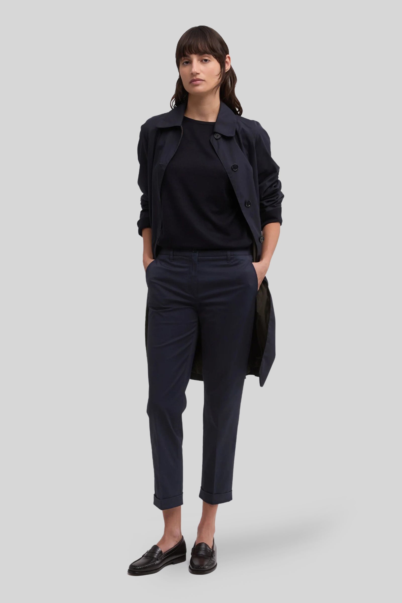 Aspesi Pantalone In Twill Di Cotone Stretch Blu Navy Donna - 2