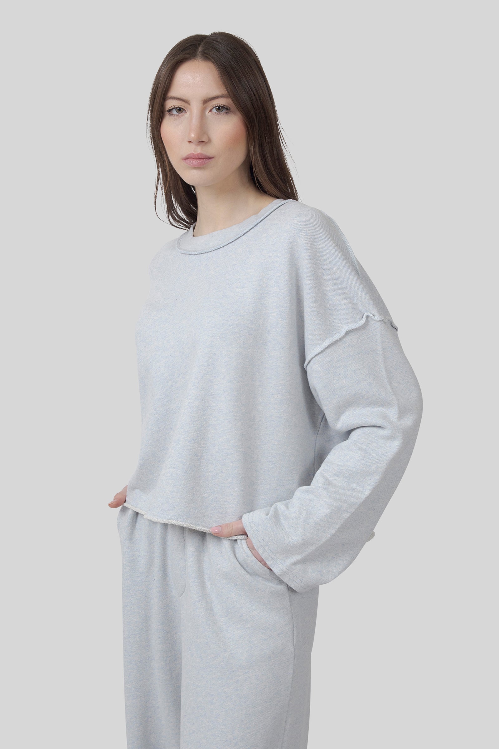 American Vintage Felpa Dantown Grigio Chiaro Donna - 5