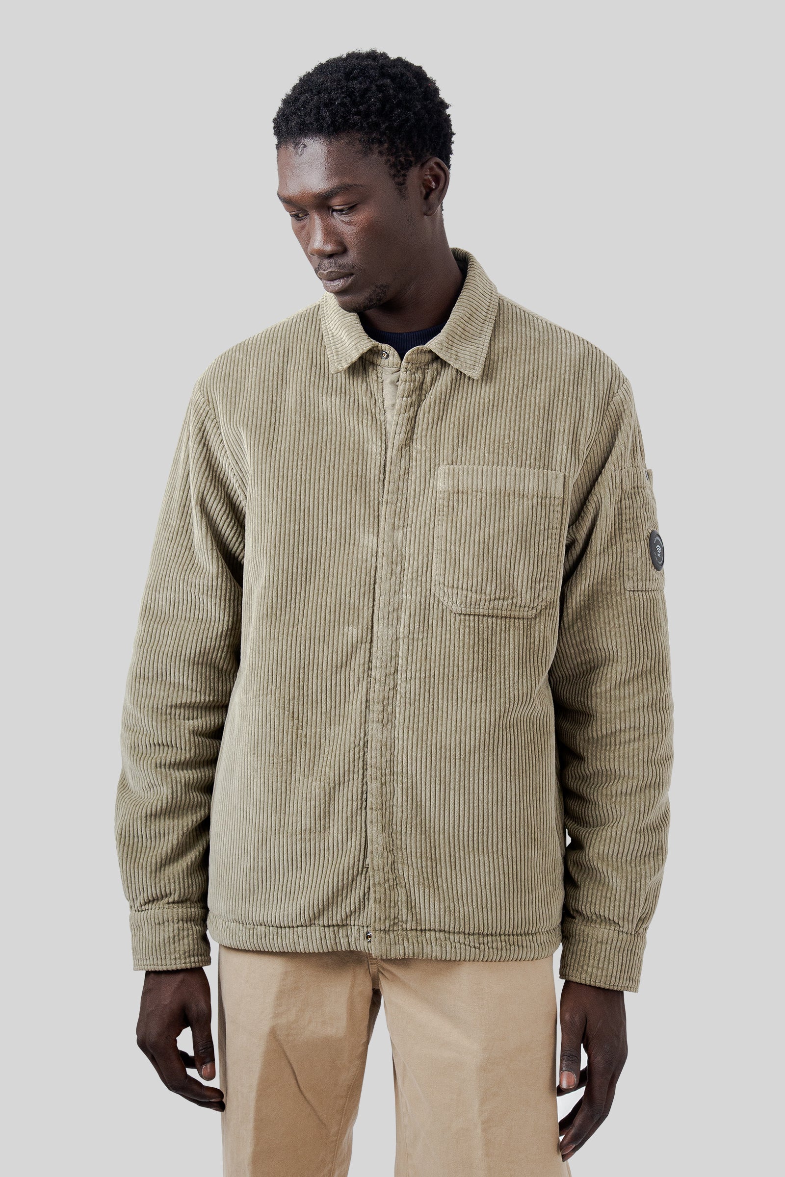 C.p. Company Overshirt Padded In Corduroy 350 Verde Salvia Uomo - 5