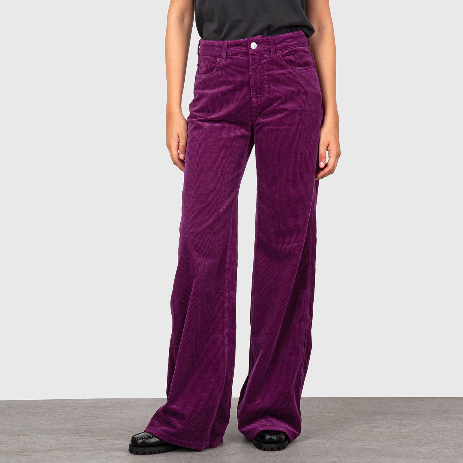 Department Five Pantalone Palazzo Thames In Velluto Viola Donna - 7