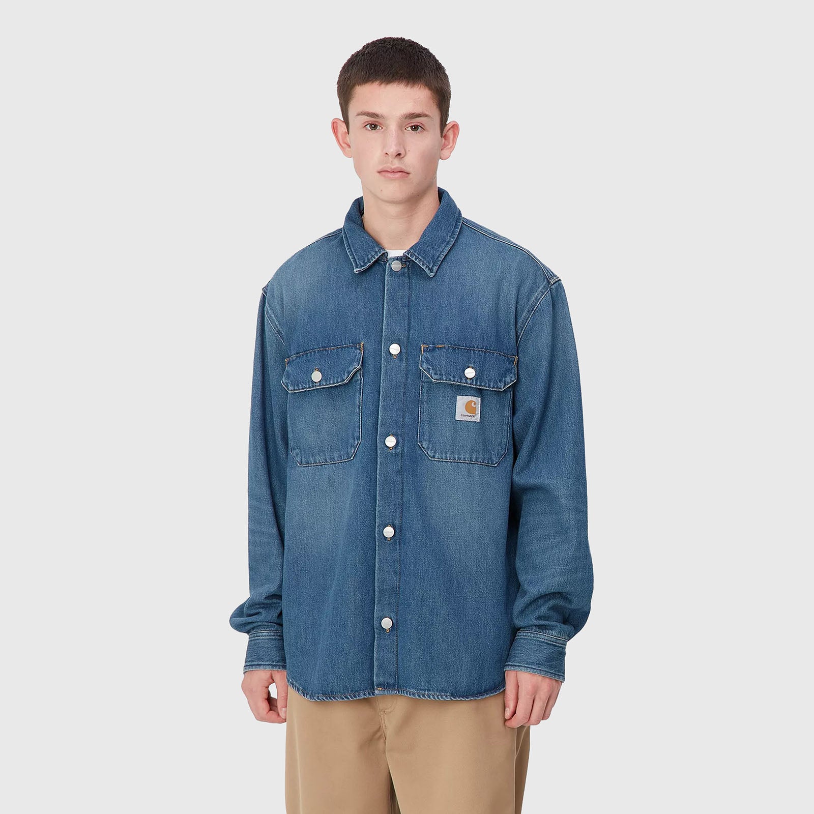 Carhartt Wip Harvey Shirt Jac Blu Medio Uomo - 7