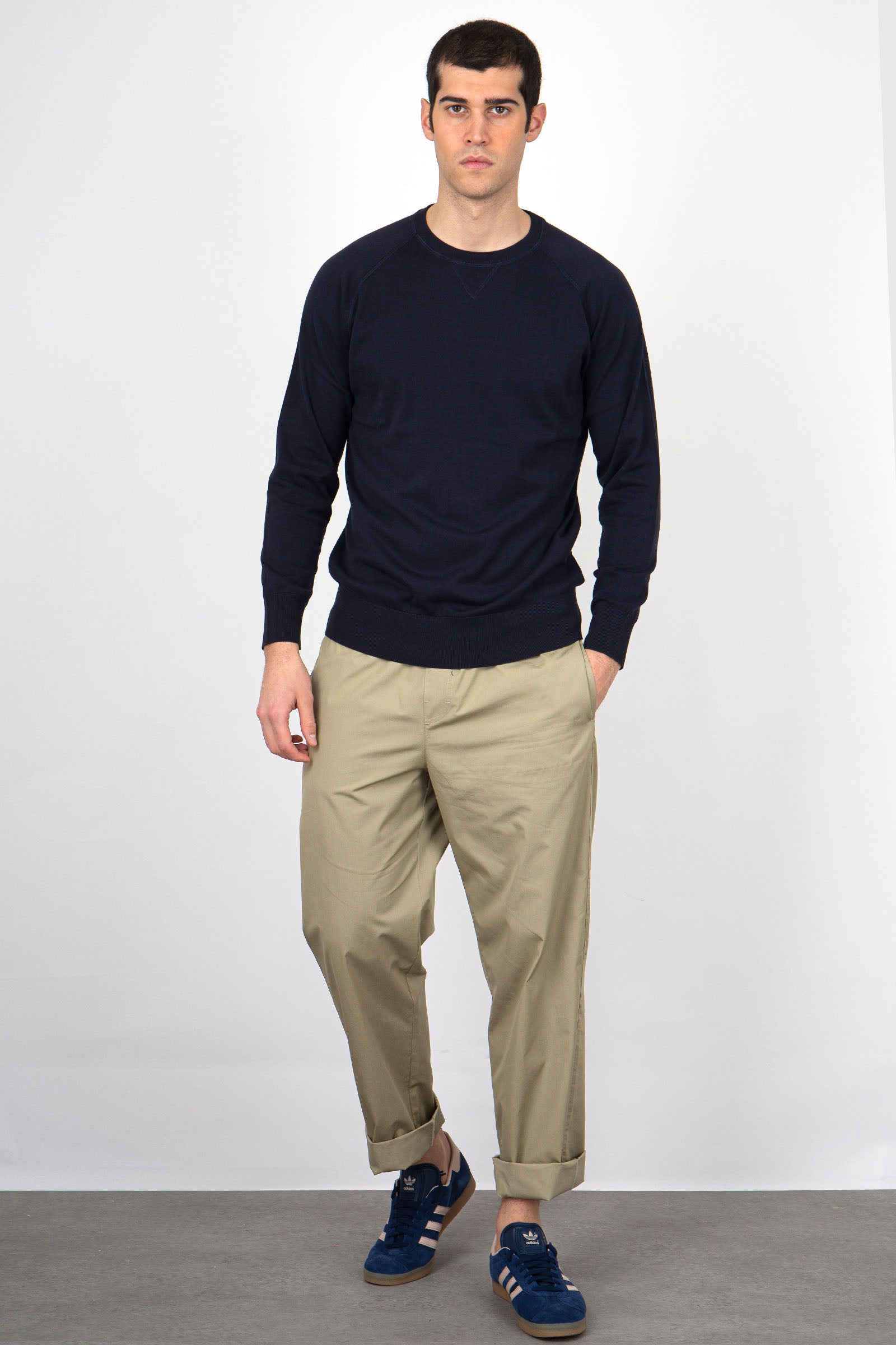 Aspesi Crewneck Cotton Sweater Blue - 5