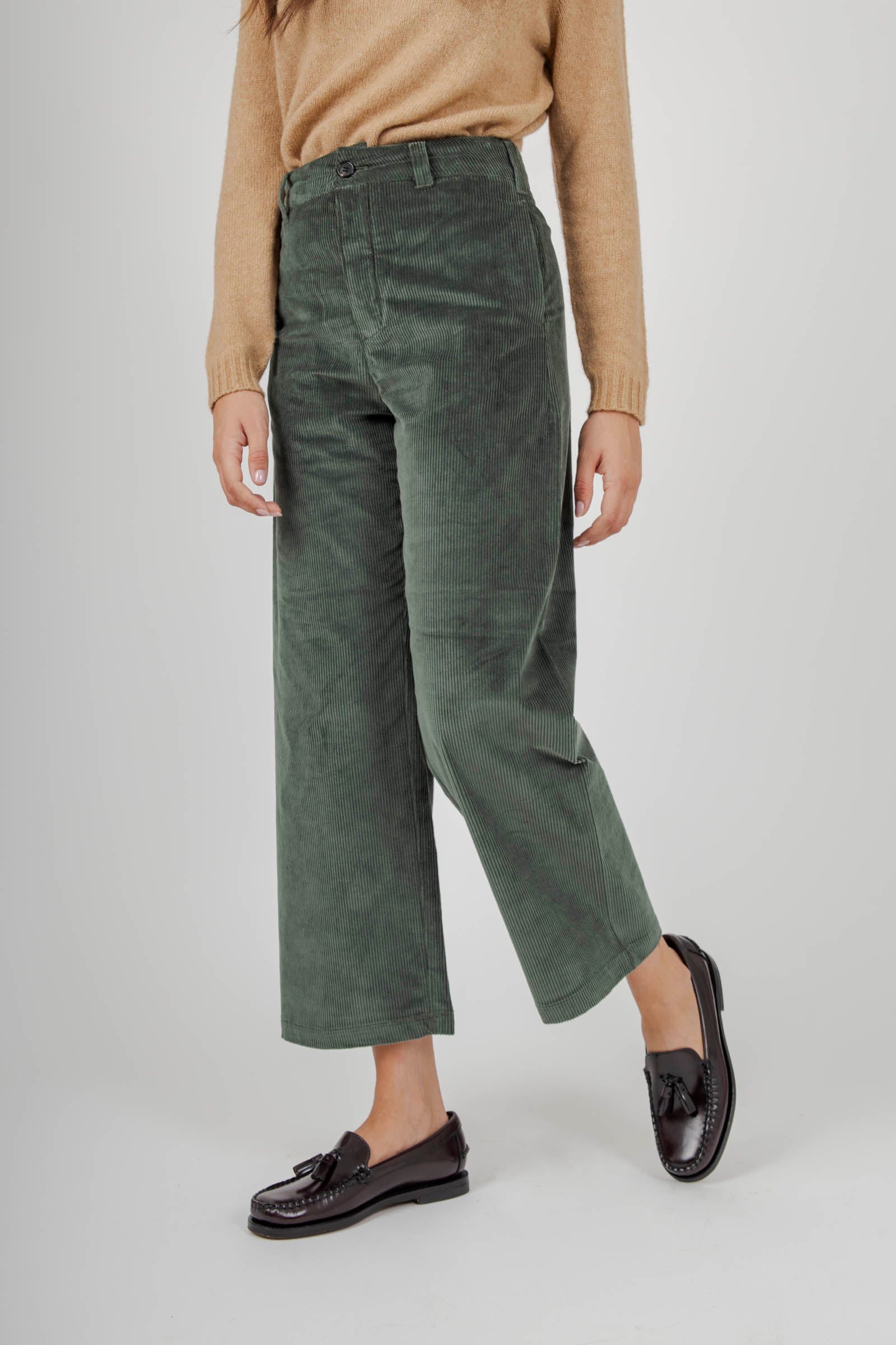 Department Five Pantalone Due Velluto Verde Donna - 1