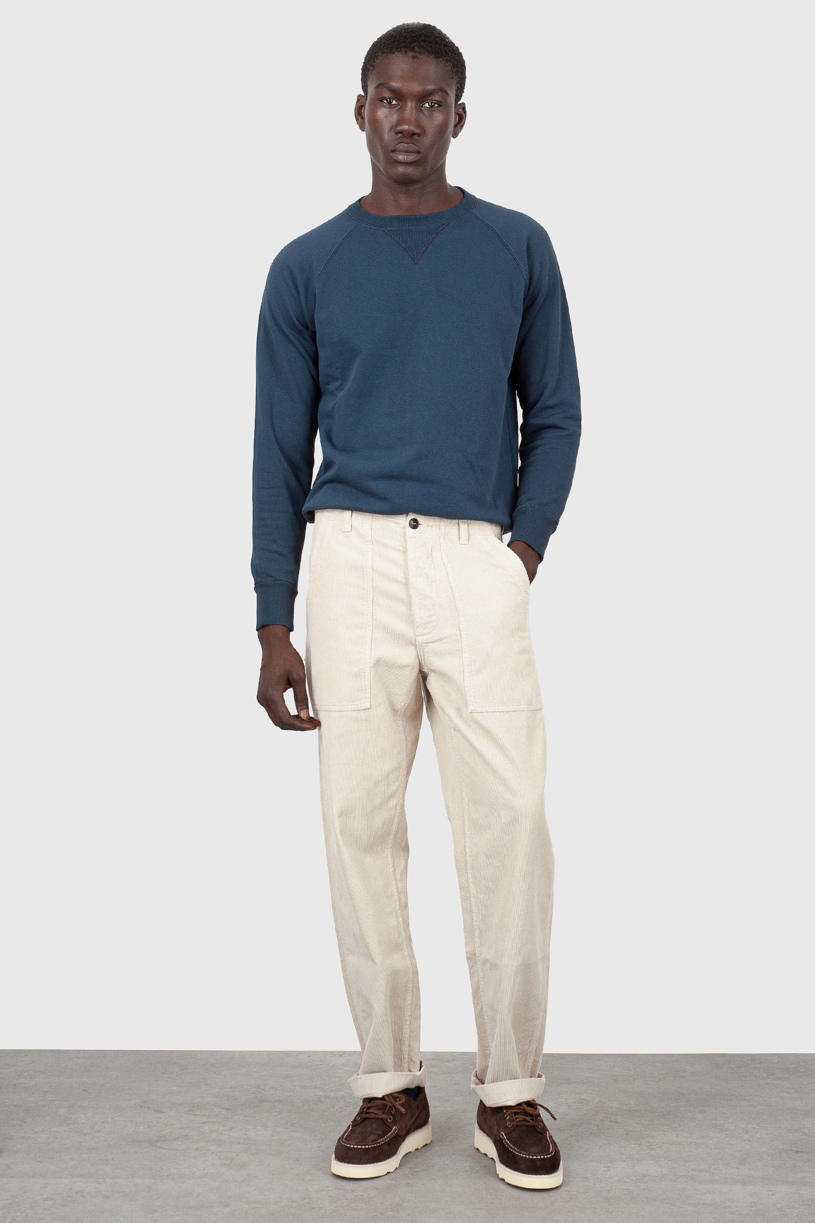 Fortela Pantalone Woven Fatigue In Velluto Panna Uomo - 6