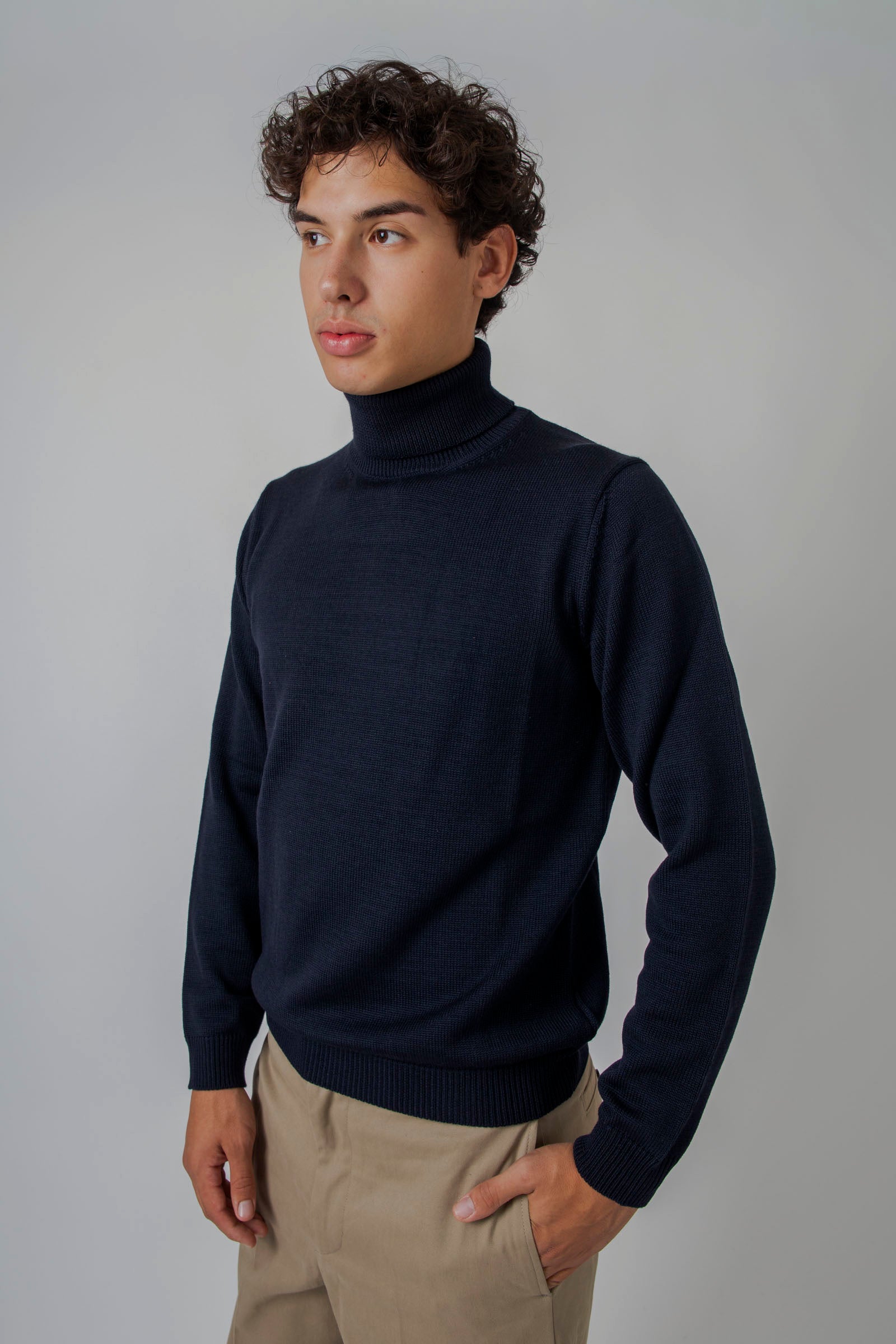 Roberto Collina Maglia Dolcevita Blu Uomo - 5