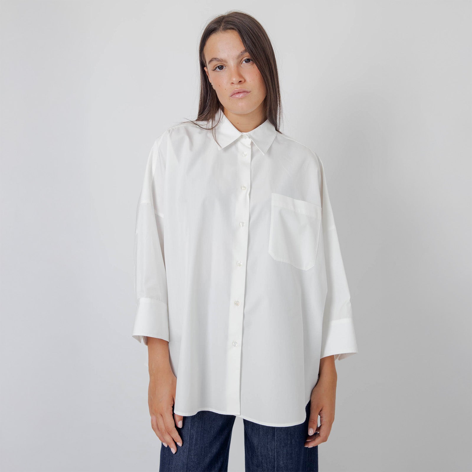 Max Mara Weekend Camicia Over In Popeline Zavorra Bianco Donna - 8