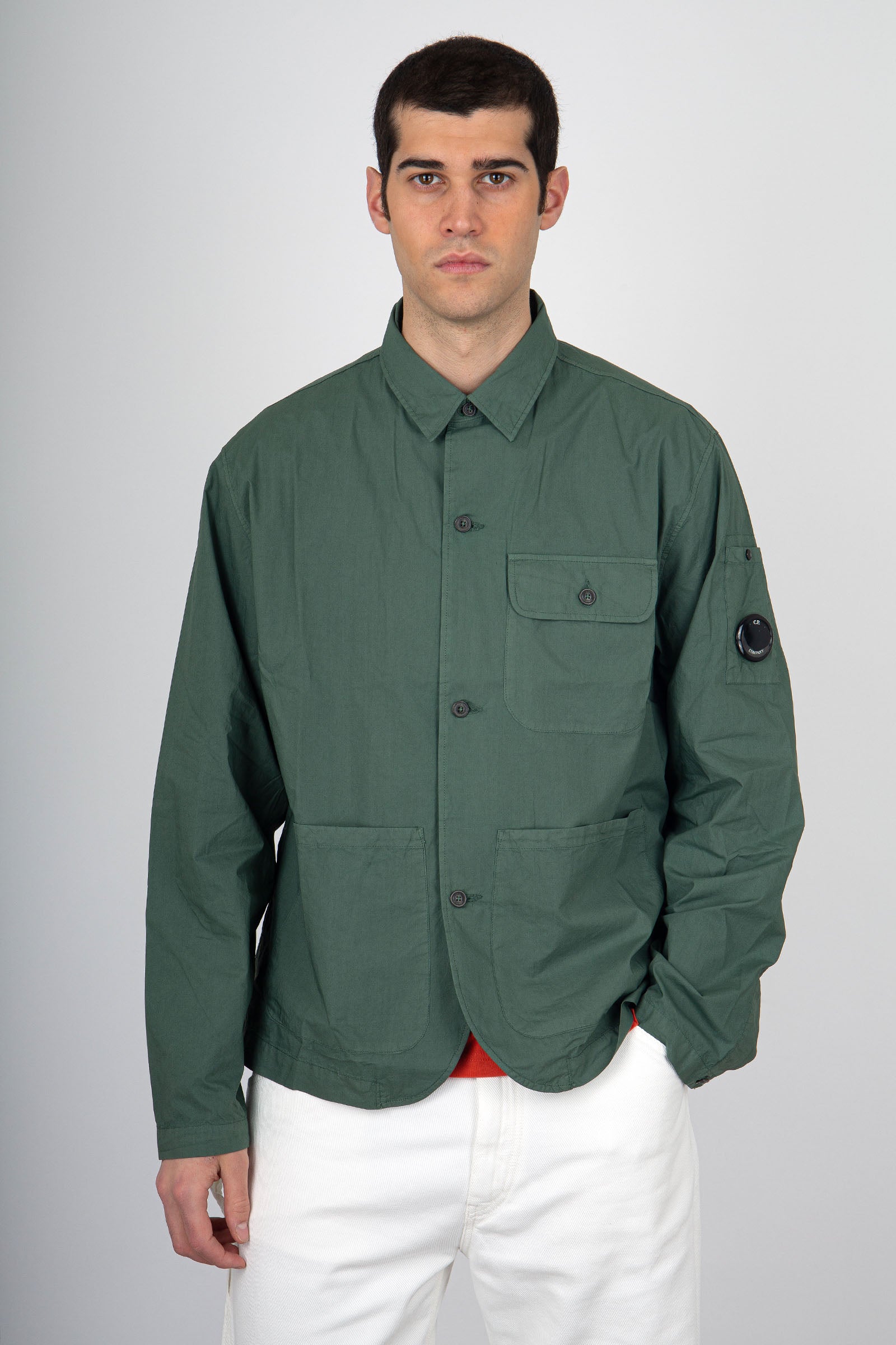 C.P. Company Camicia Popeline Workwear Cotone Verde - 1