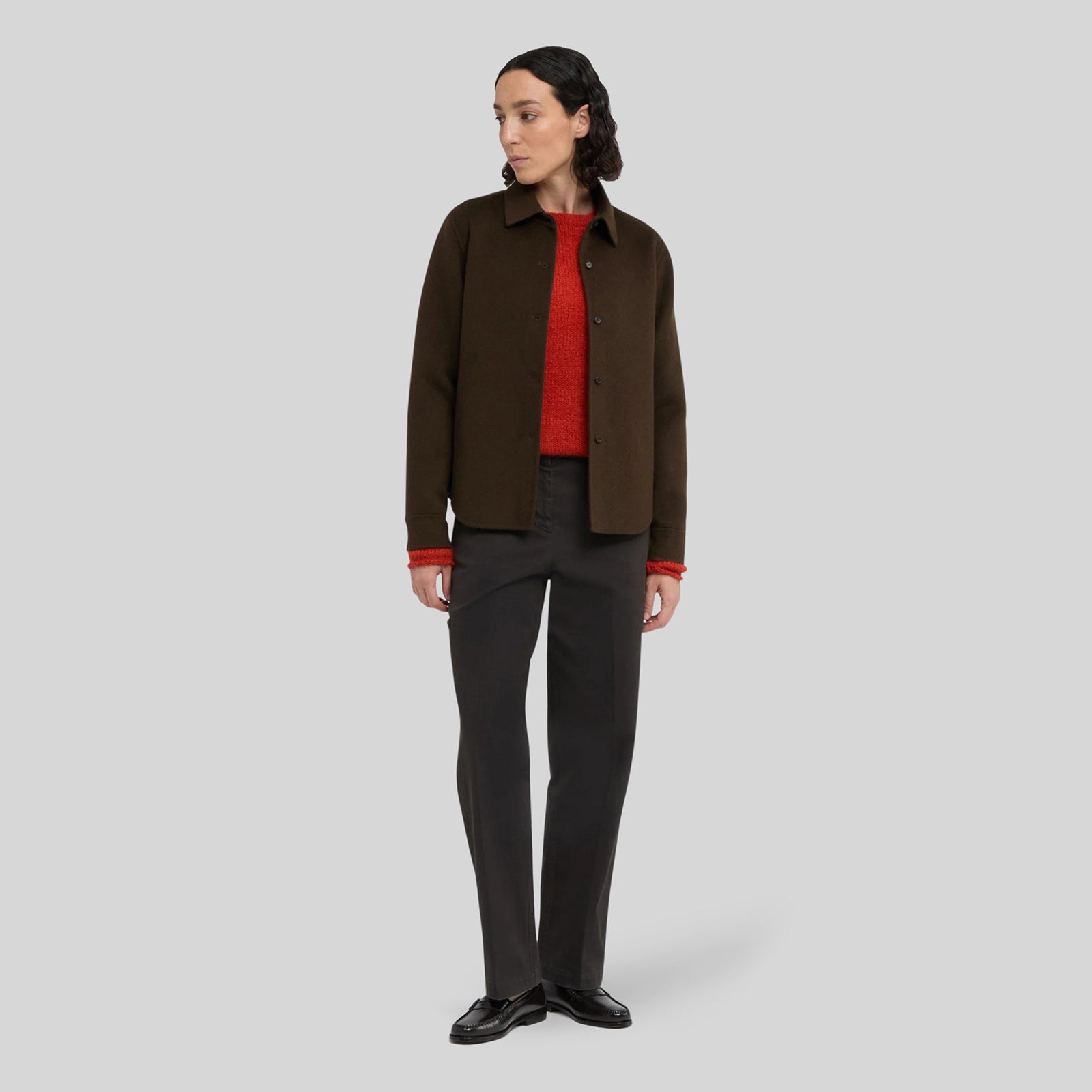 Aspesi Camicia In Double Di Lana Effetto Beaver Marrone Donna - 4