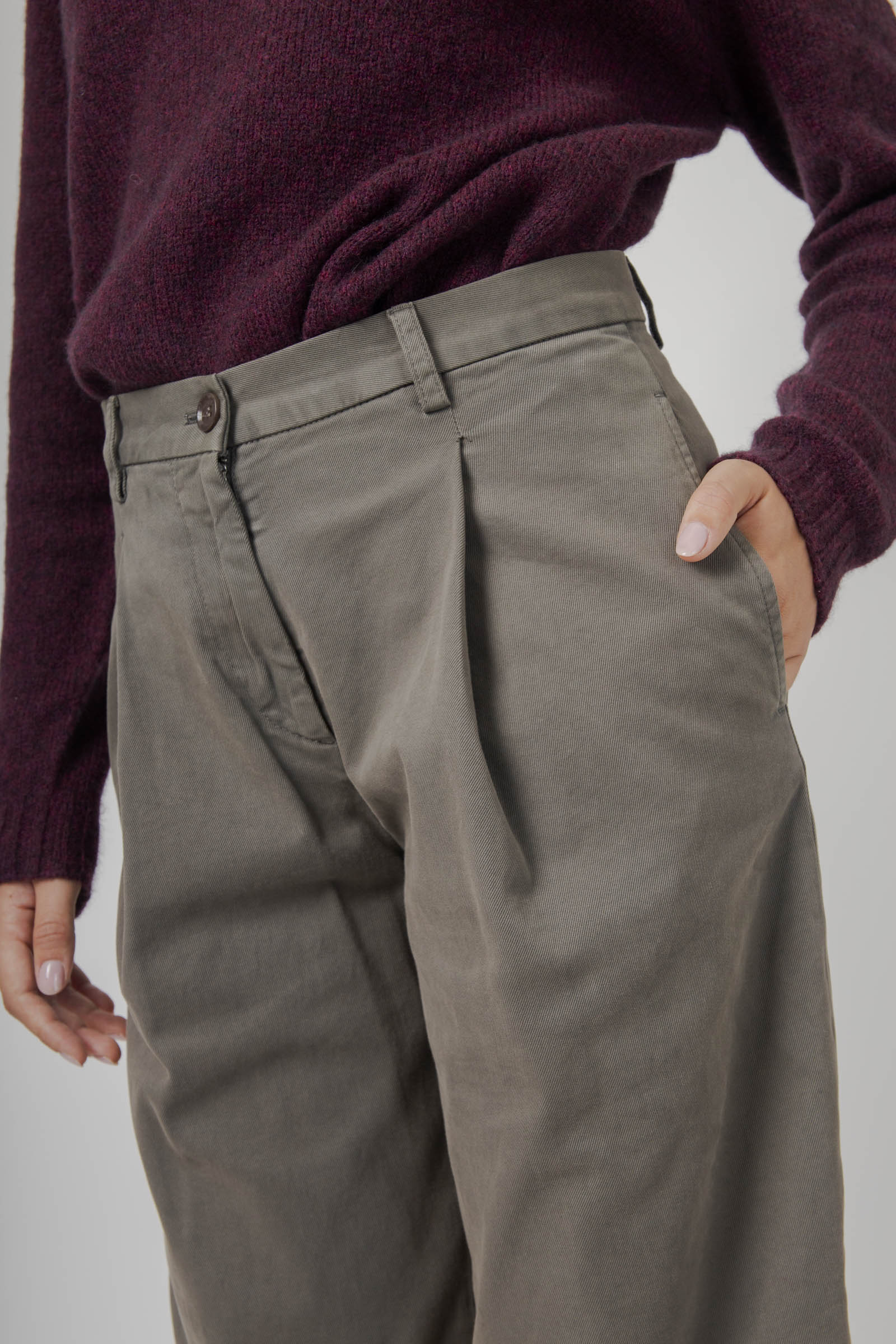 Aspesi Pantalone In Gabardina Di Cotone Grigio Donna - 2