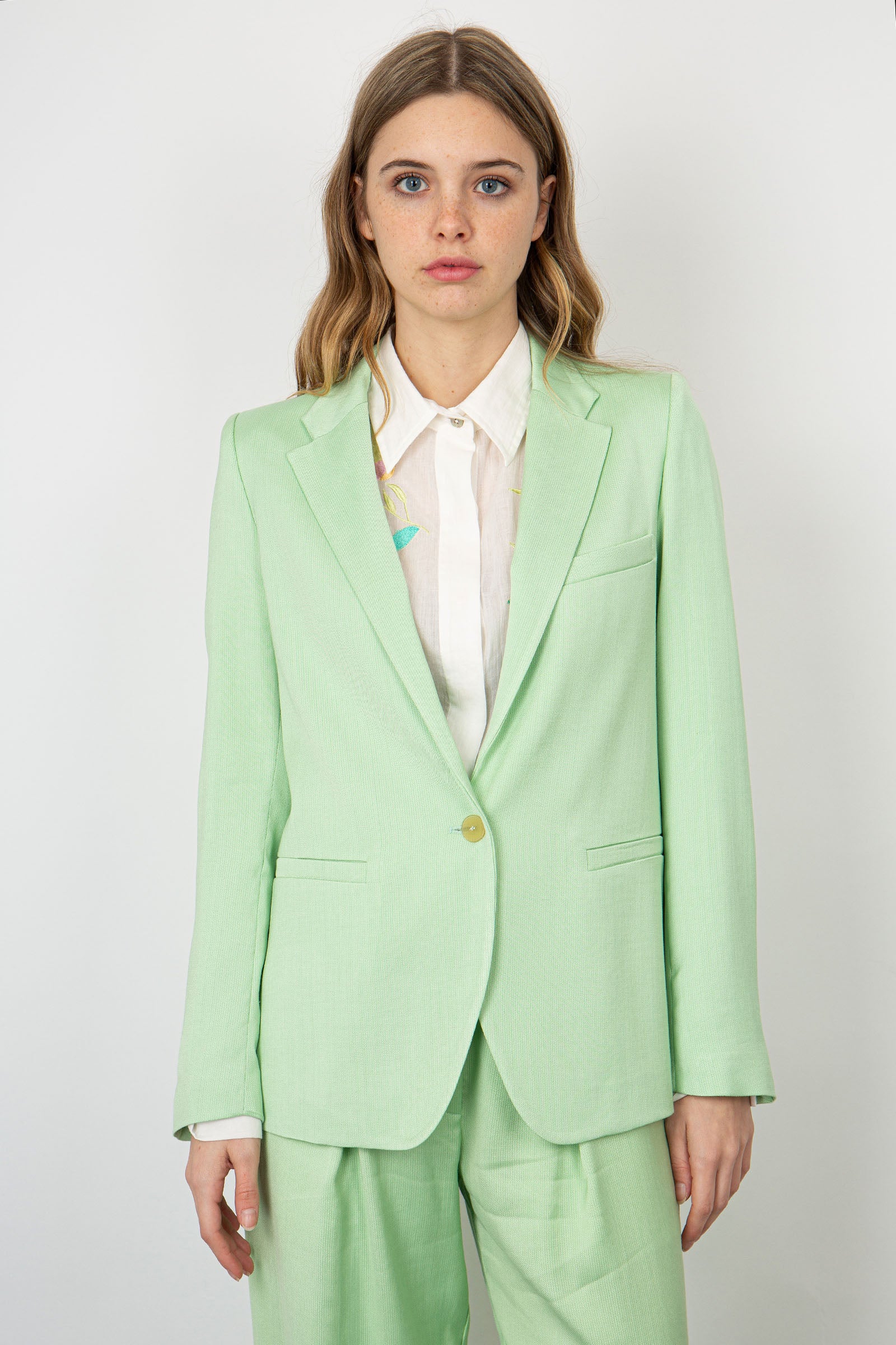 Forte Forte Blazer in Flamed Texture Viscose and Cotton - Ice Green - 1