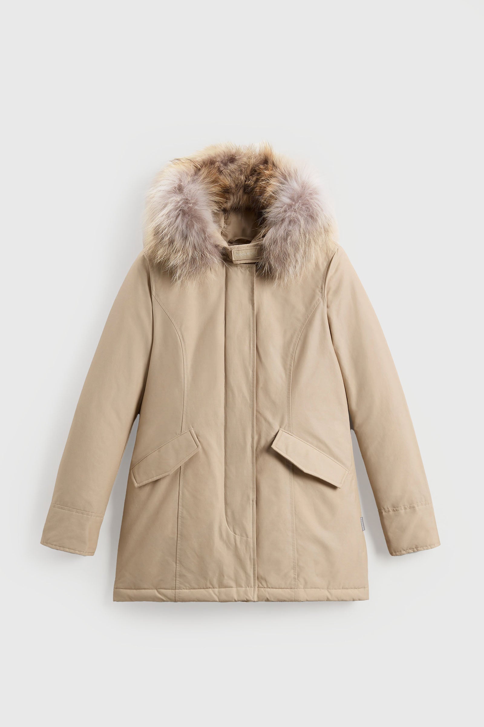 Woolrich Arctic Parka In Ramar Cloth Con Pelliccia Rimovibile Beige Chiaro Donna - 5