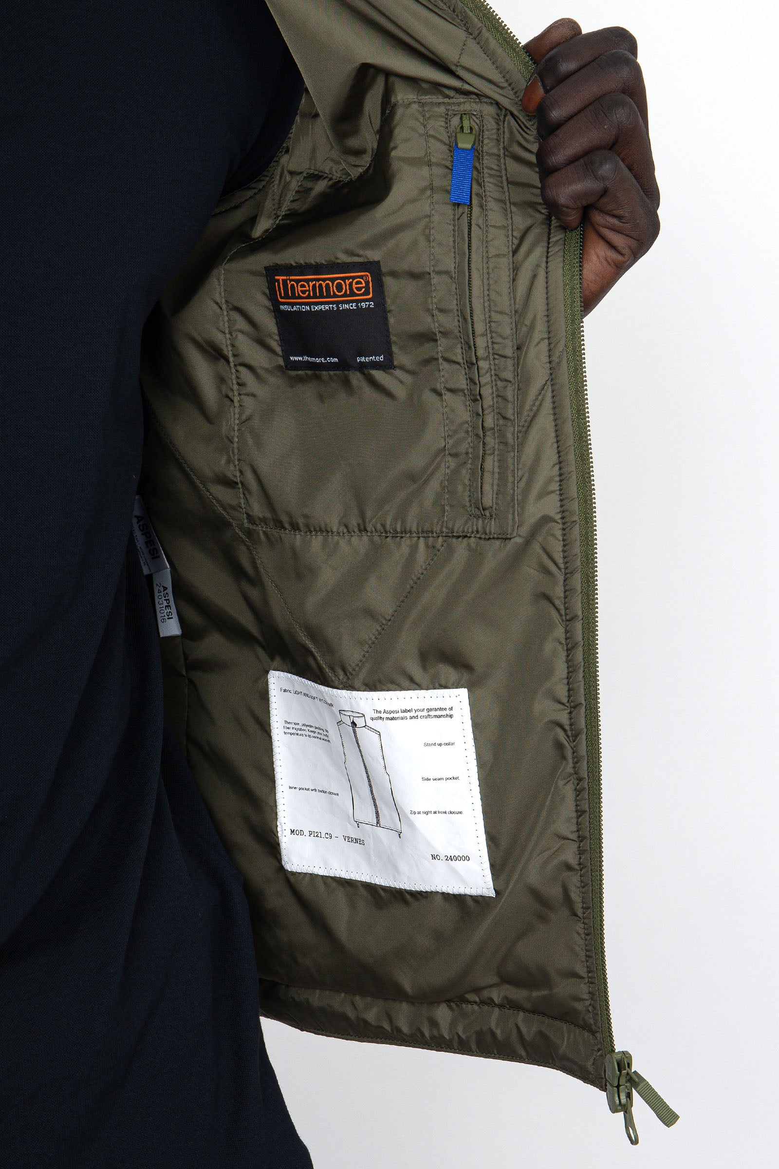 Aspesi Gilet Vernes Verde Militare Uomo - 5