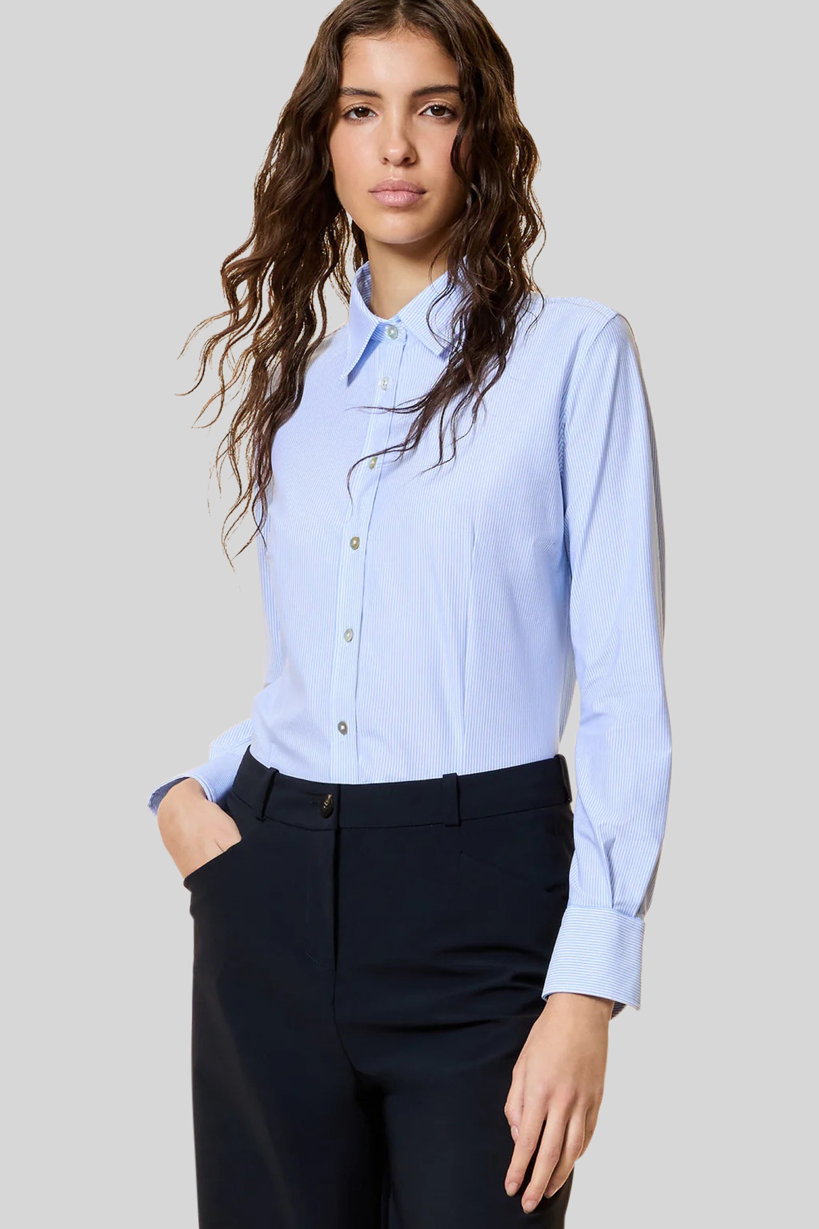 Oxford Jacquard Stripe Wom Shirt - 1