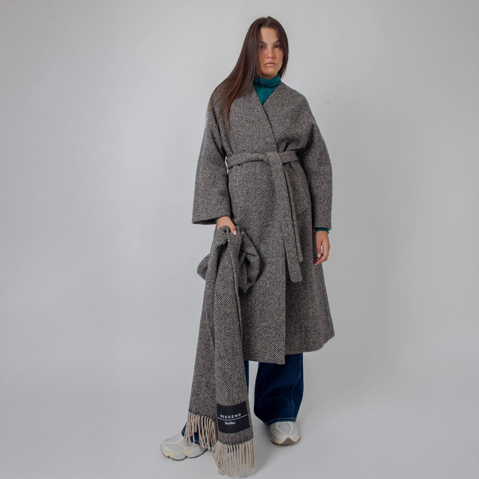 Zenica Wool Tweed Wrap Coat - 11