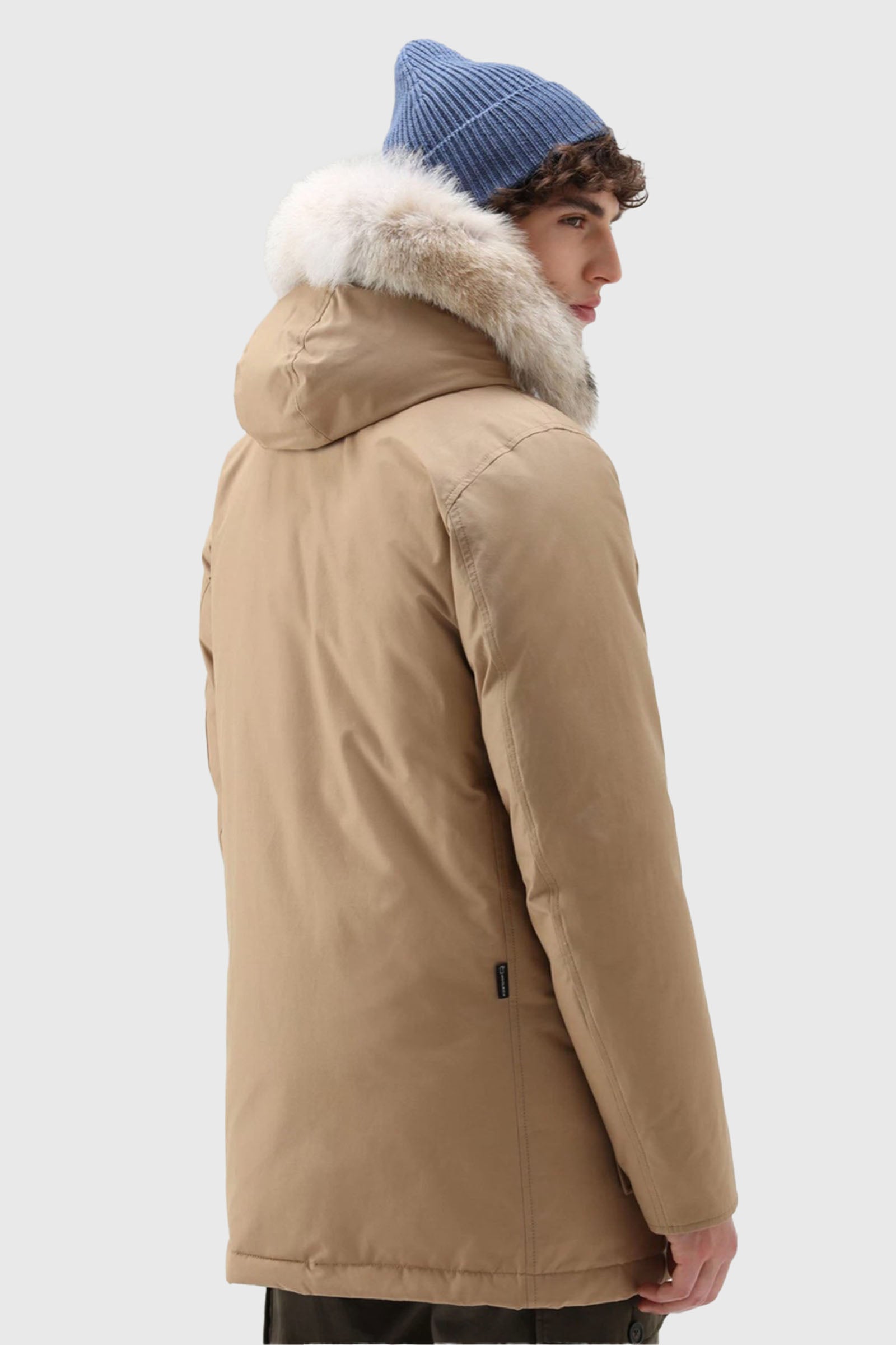 Woolrich Arctic Parka In Ramar Cloth Con Pelliccia Removibile Beige Uomo - 3