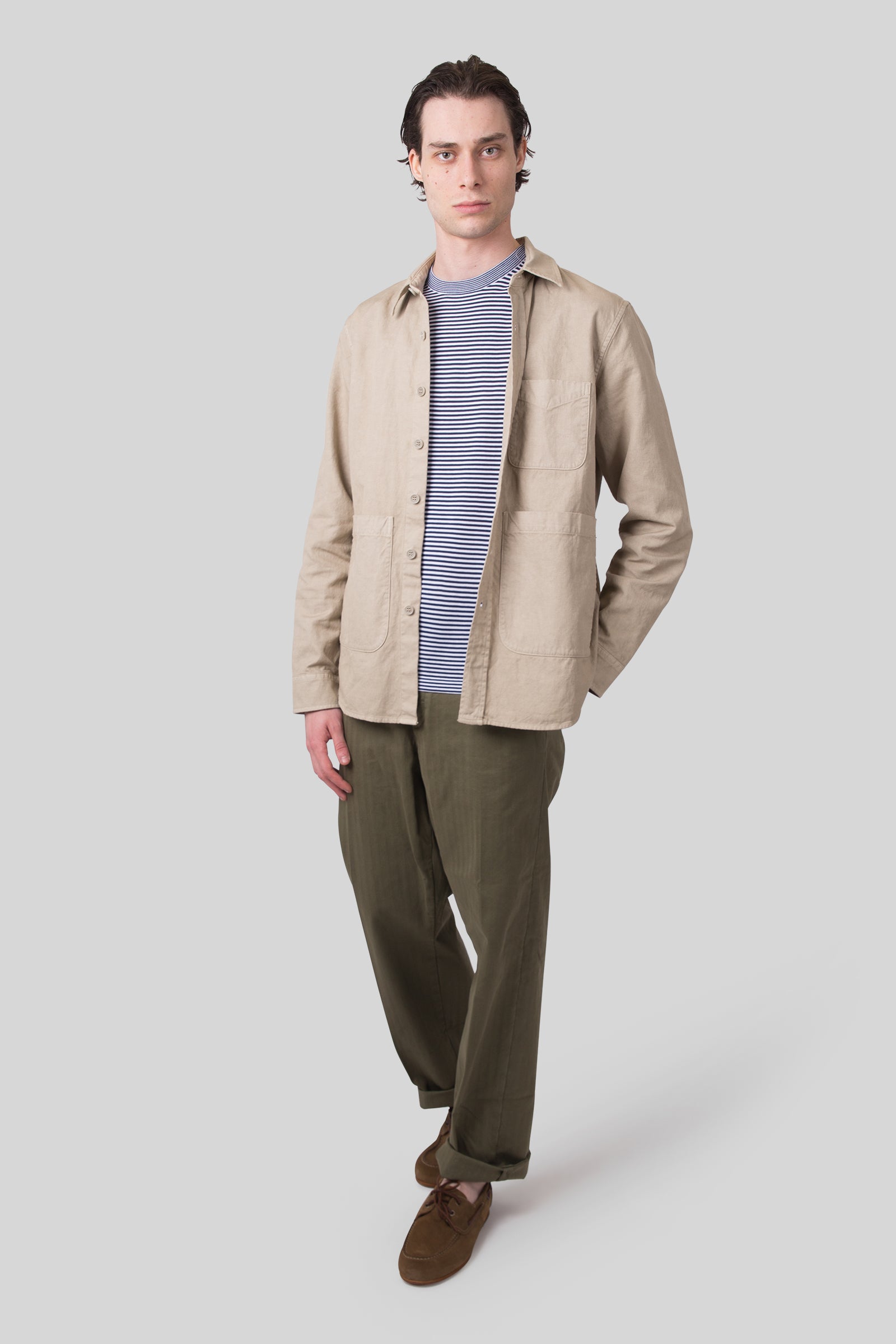 Aspesi T-shirt Misto Lino Seta Cotone Bianco/blu Uomo - 2