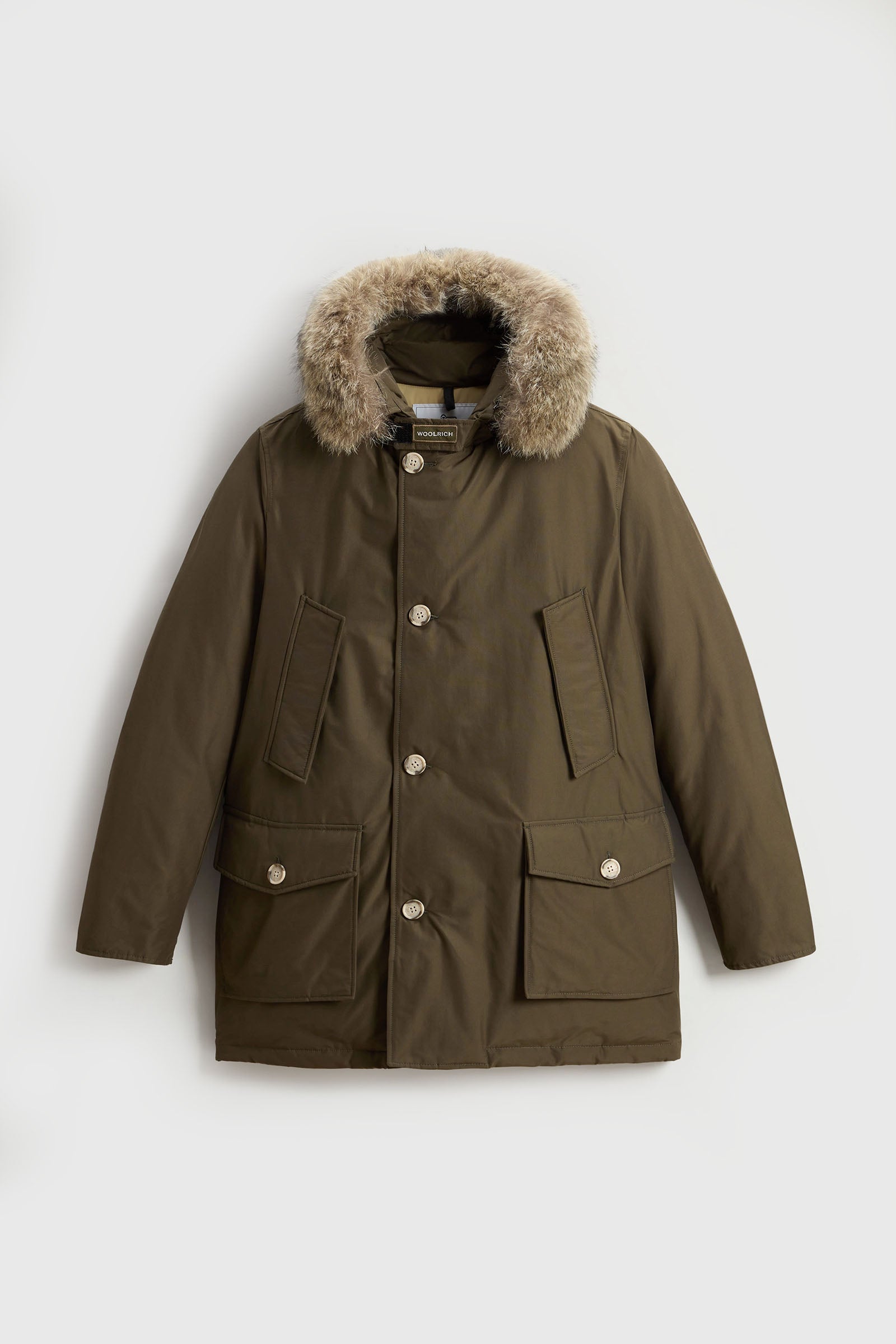 Woolrich Arctic Parka In Ramar Cloth Con Pelliccia Removibile Verde Militare Uomo - 4