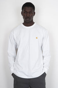 Carhartt Wip T-shirt L/s Chase Bianco Uomo carhartt wip