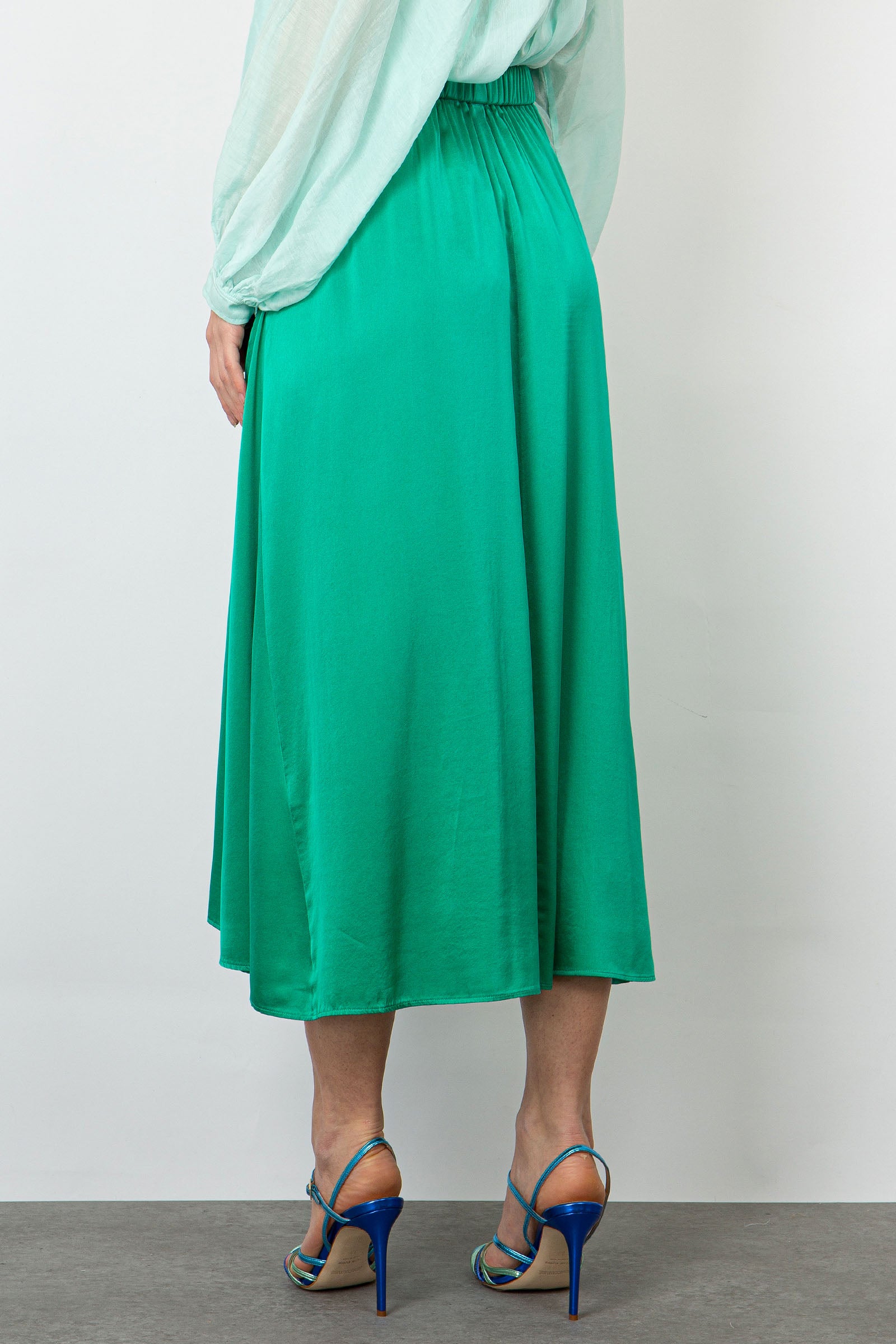Forte Forte Skirt Elastic Silk Satin Stretch Emerald Green - 3