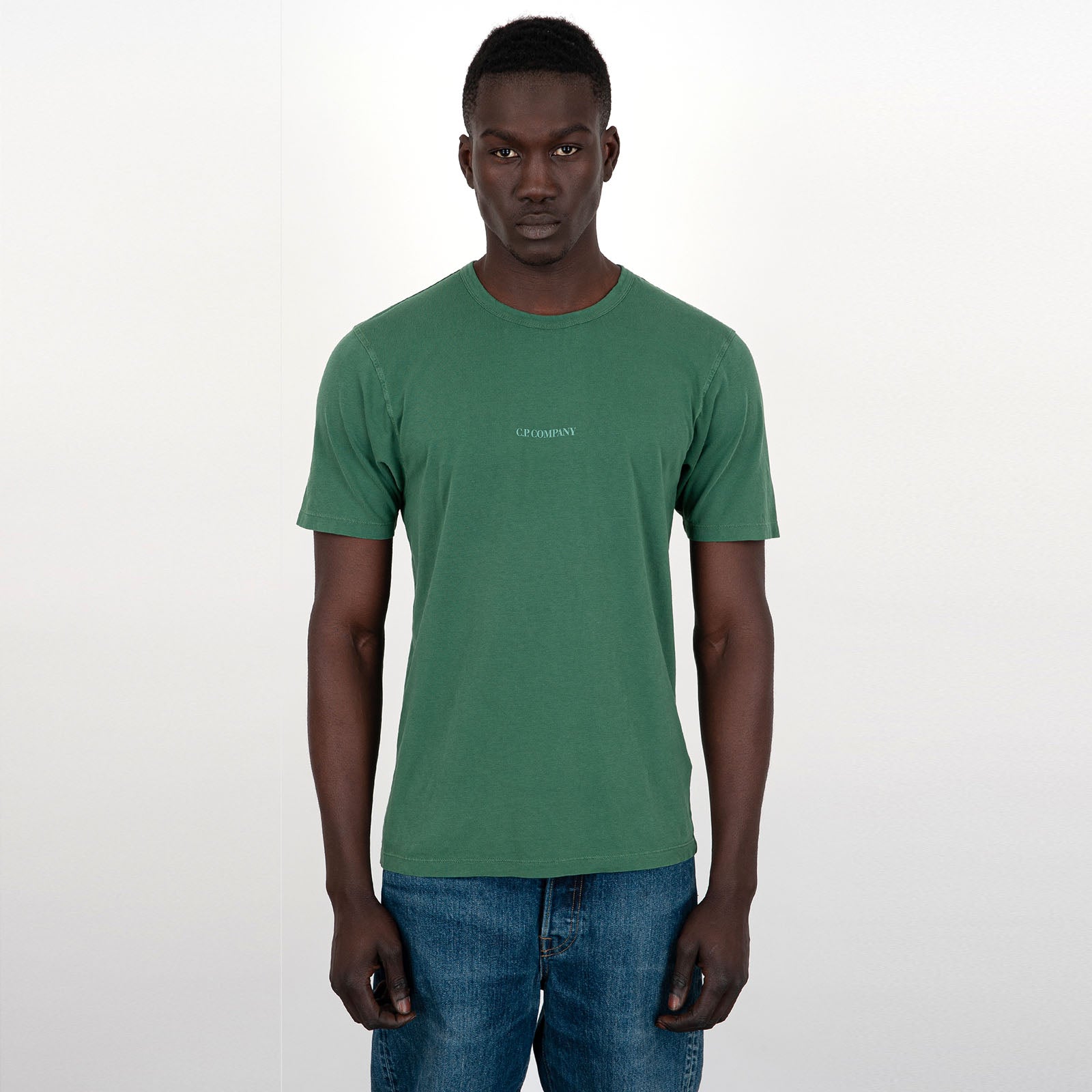 C.P. Company T-shirt 24/1 Jersey Resist Dyed Logo Green - 6