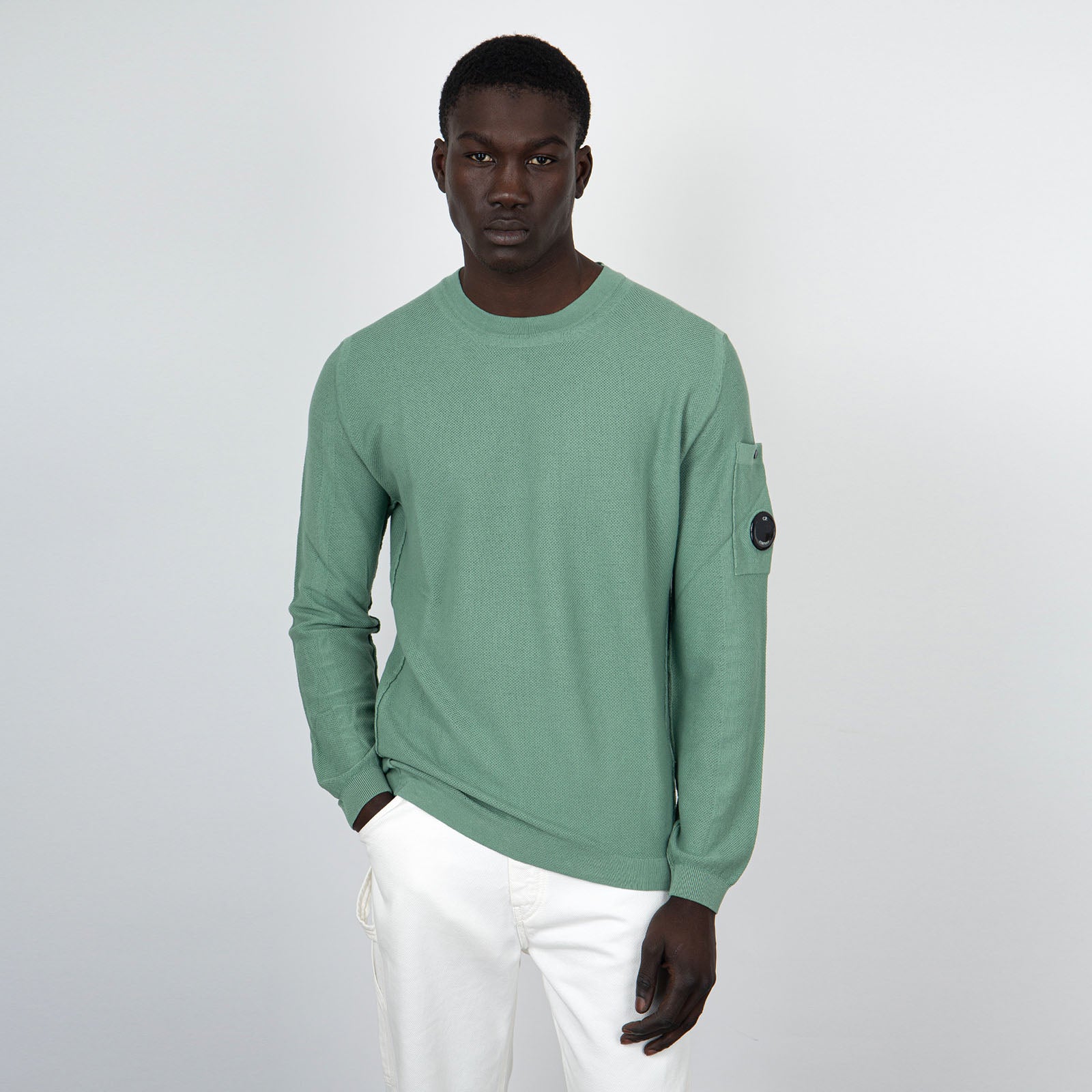 C.P. Company Cotton Crepe Green Sweater - 7