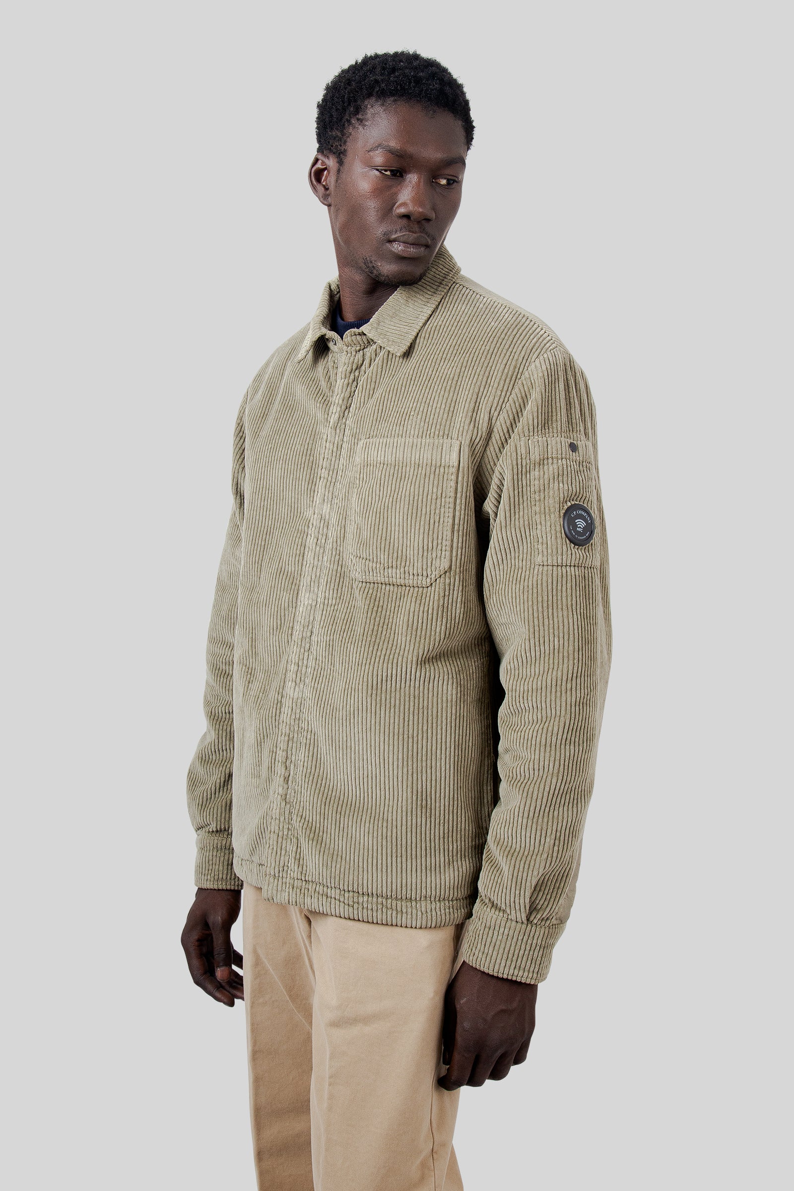 C.p. Company Overshirt Padded In Corduroy 350 Verde Salvia Uomo - 2