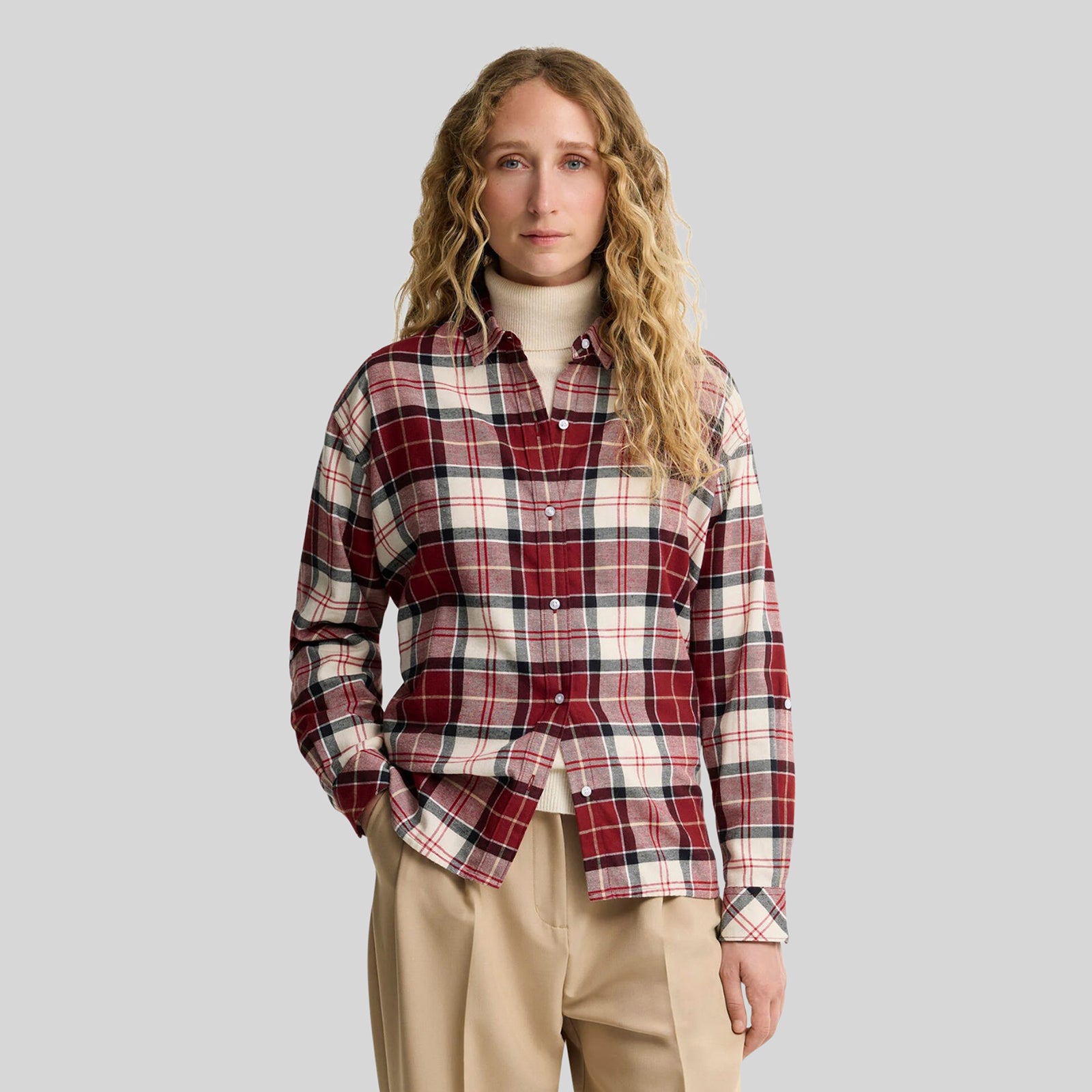Barbour Camicia Elishaw Rosso/bianco Donna - 5
