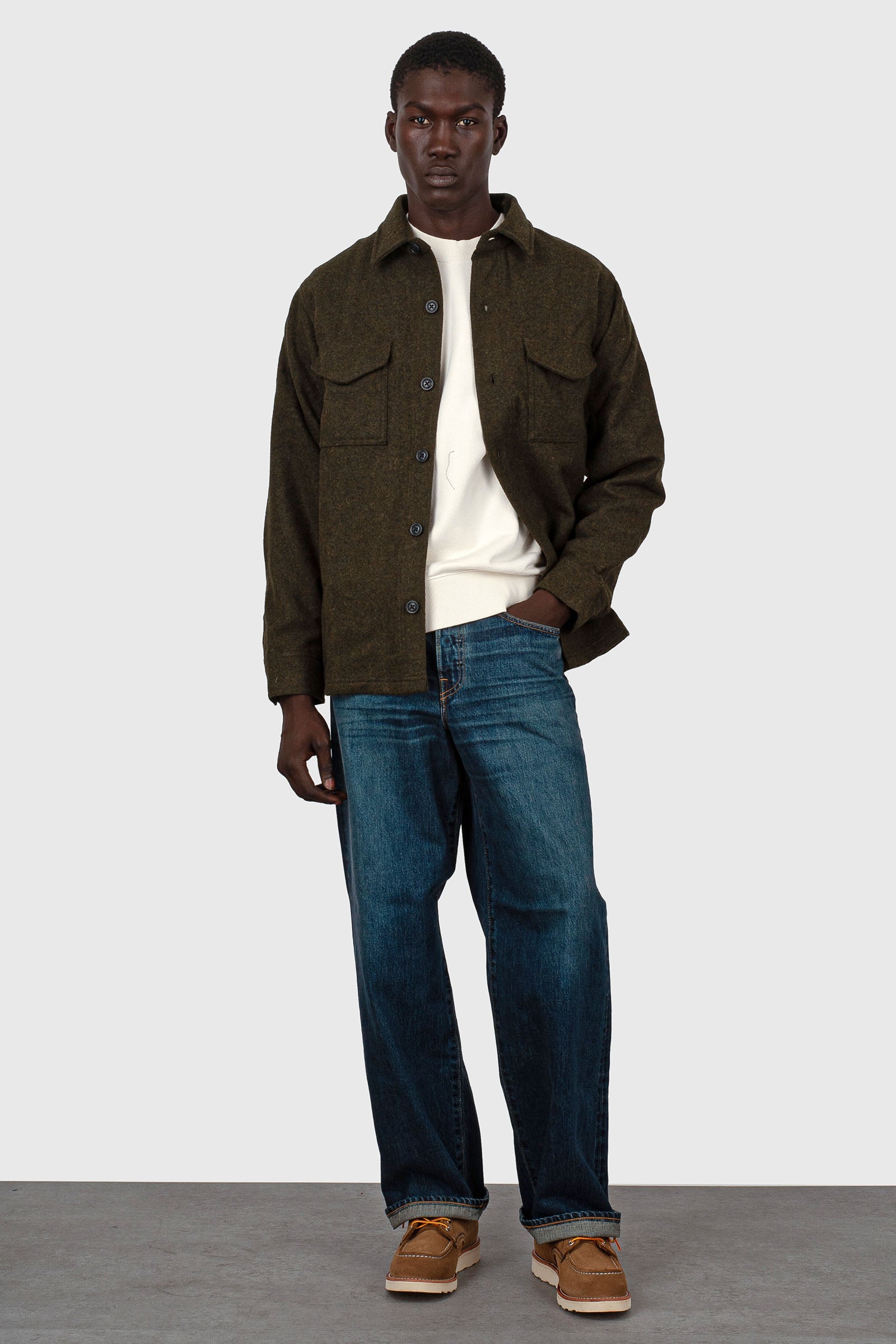 Filson Wool Jac-shirt Verde Militare Uomo - 7