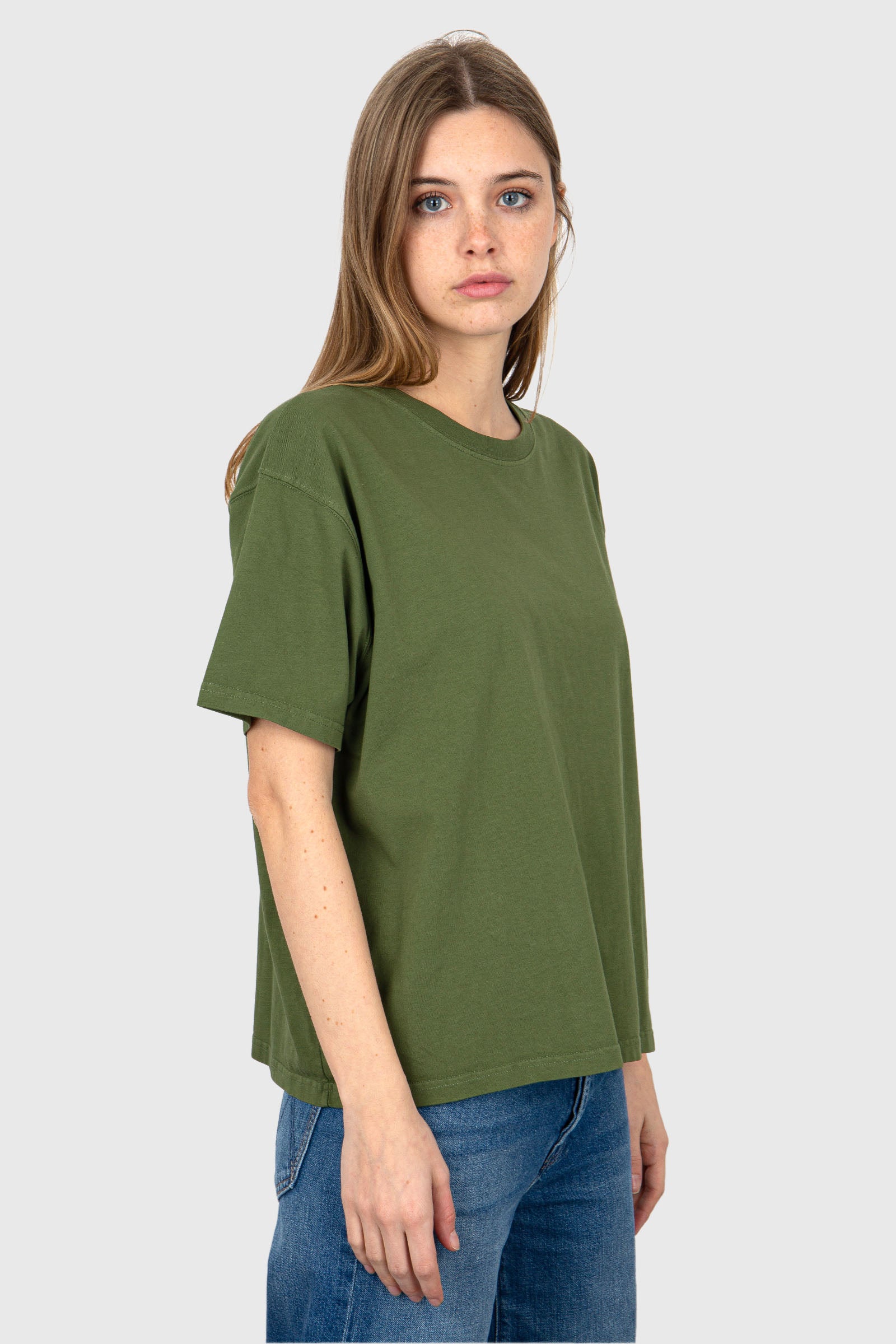 American Vintage T-Shirt Fizvalley Cotone Verde Militare - 3