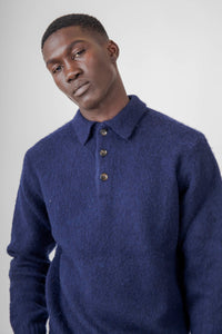 Aspesi Polo In Lana Shetland Blu Navy Uomo aspesi