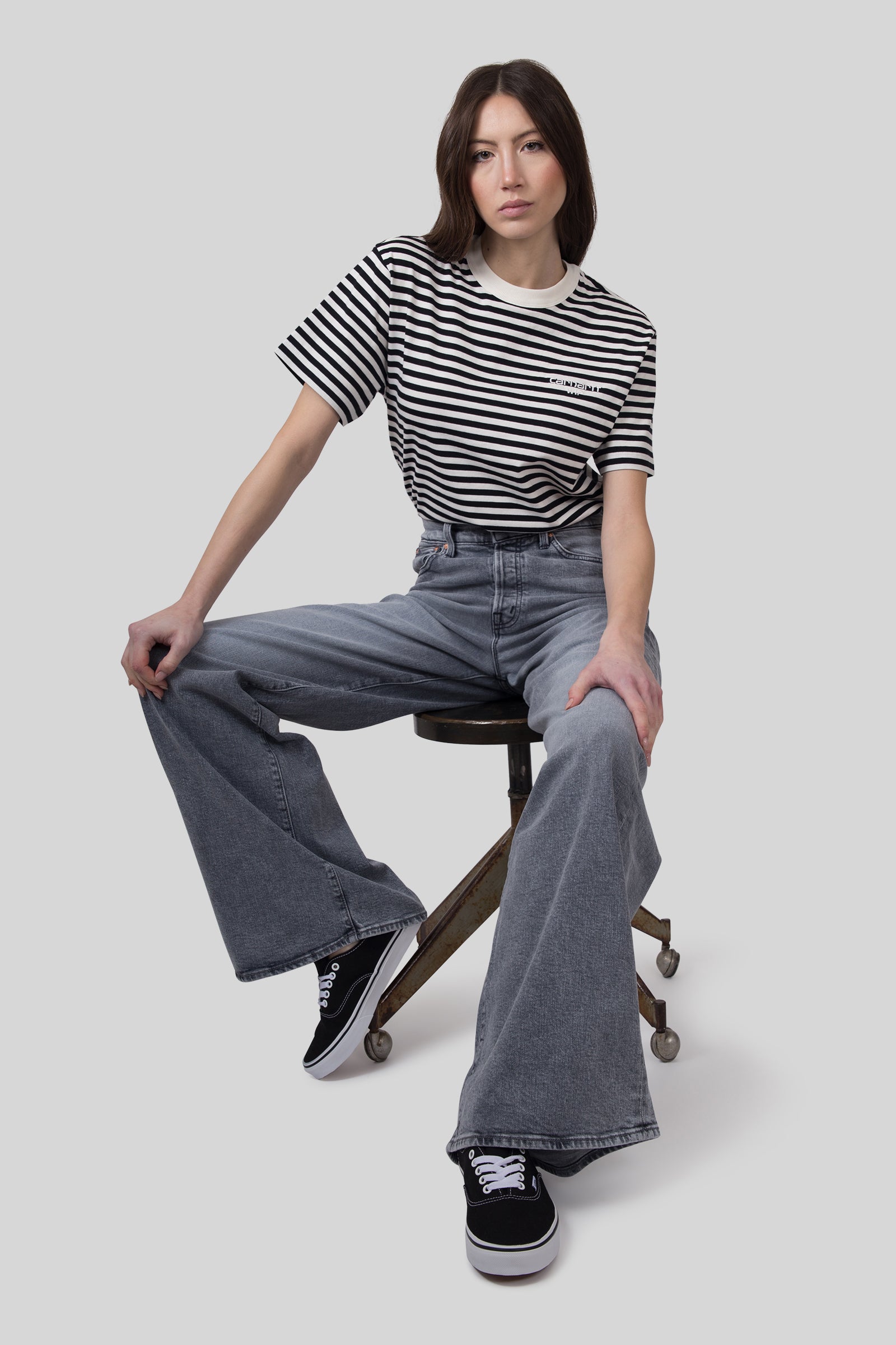 Carhartt Wip T-shirt W' S/s Ezra Nero/bianco Donna - 2