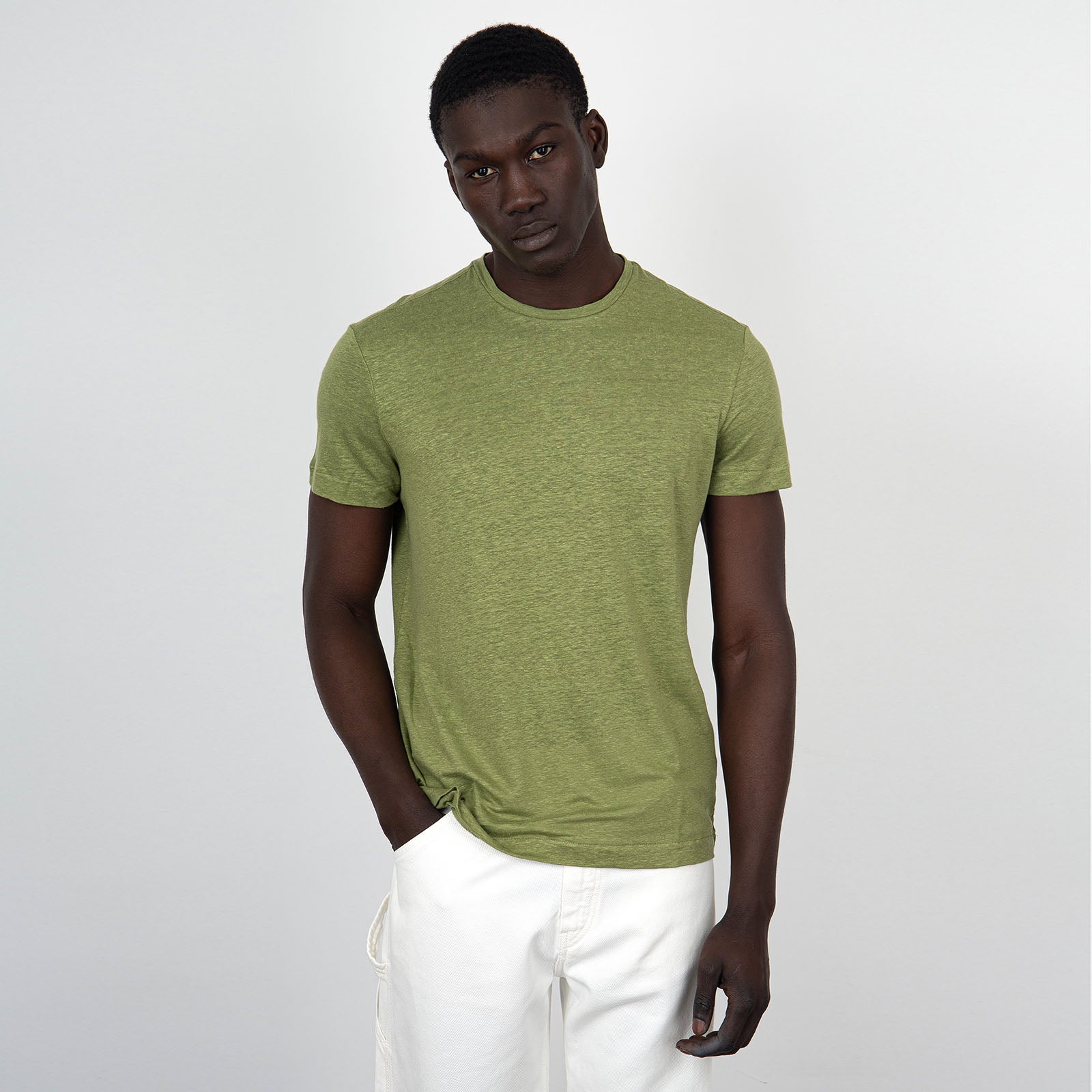 Majestic Filatures Crewneck T-Shirt Linen/Elastane Green - 6