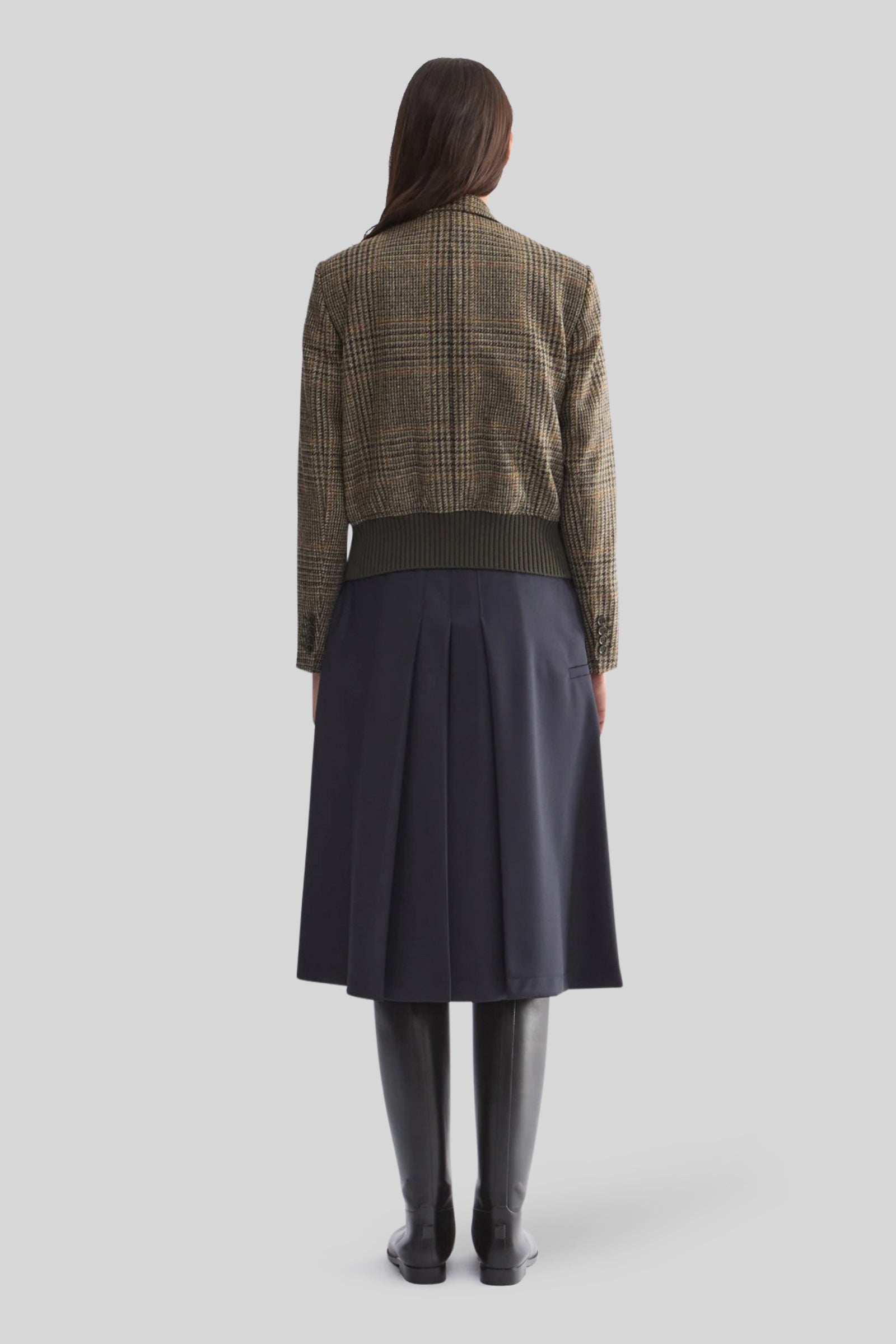 Aspesi Giacca In Lana Check Militare Verde Militare Donna - 3