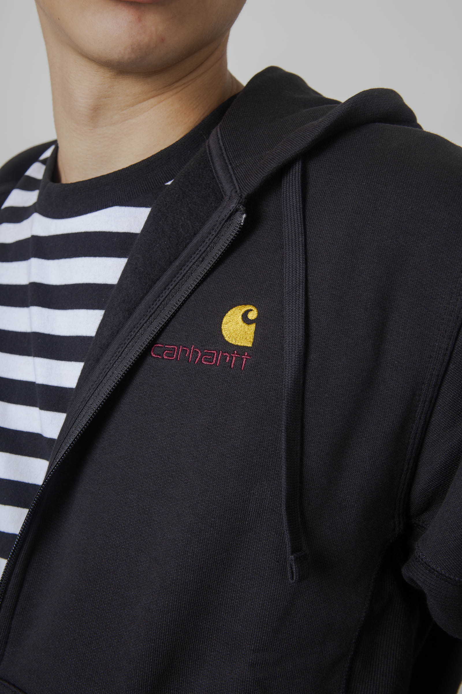 Carhartt Wip Hooded American Script Jacket Nero Uomo - 2