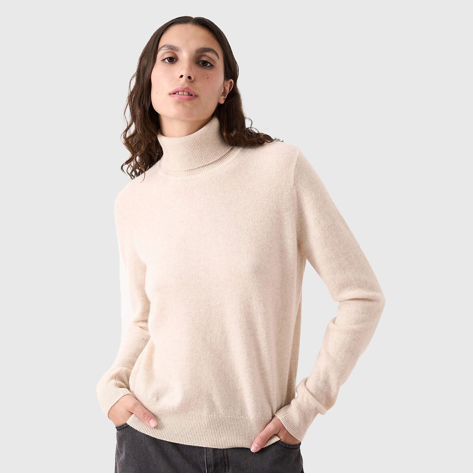 Absolut Cashmere Maglia Dolcevita Themys Beige Chiaro Donna - 6