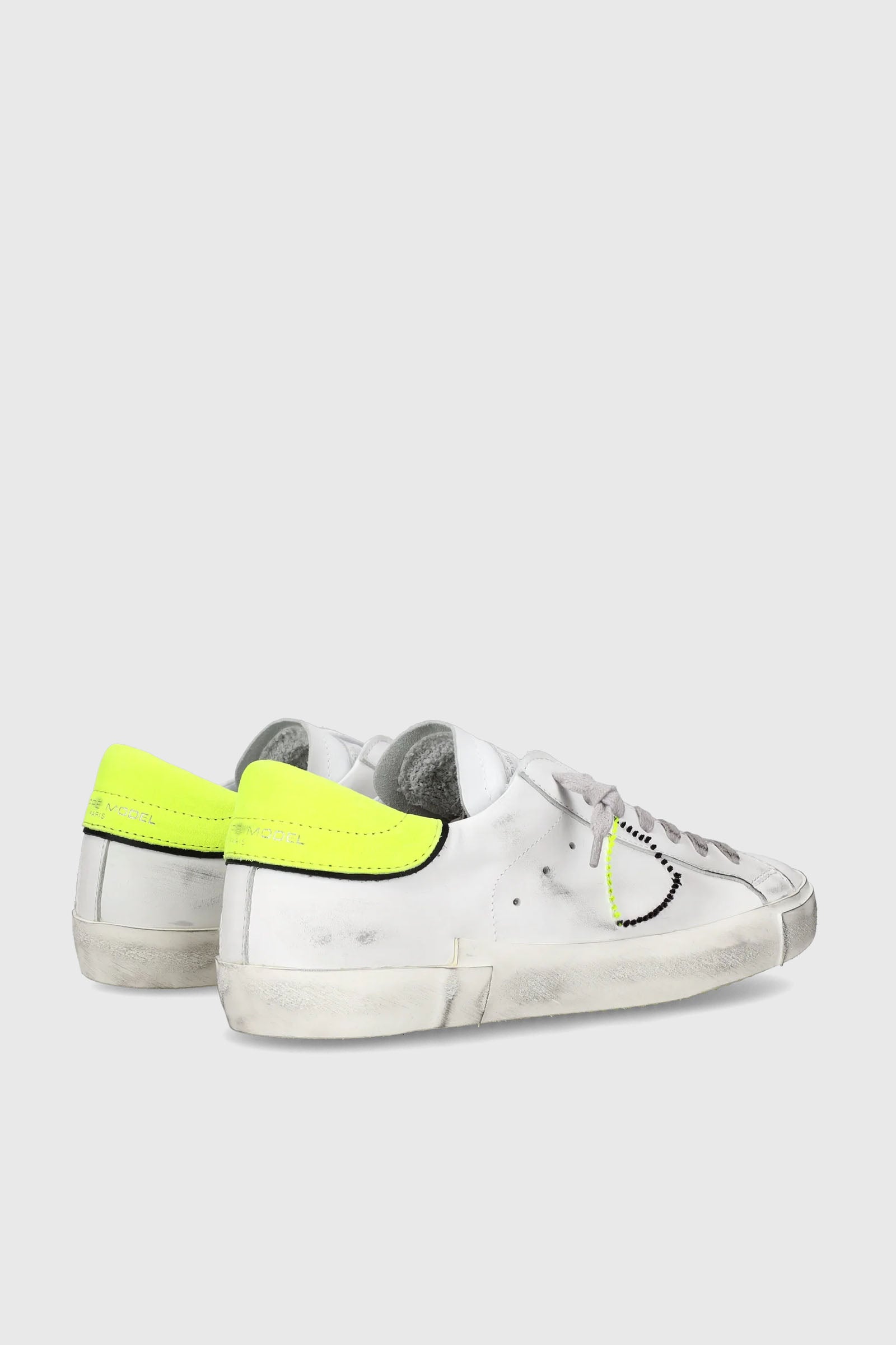 Philippe Model Sneakers PRSX Veau Broderie Leather White/Yellow Fluo - 3