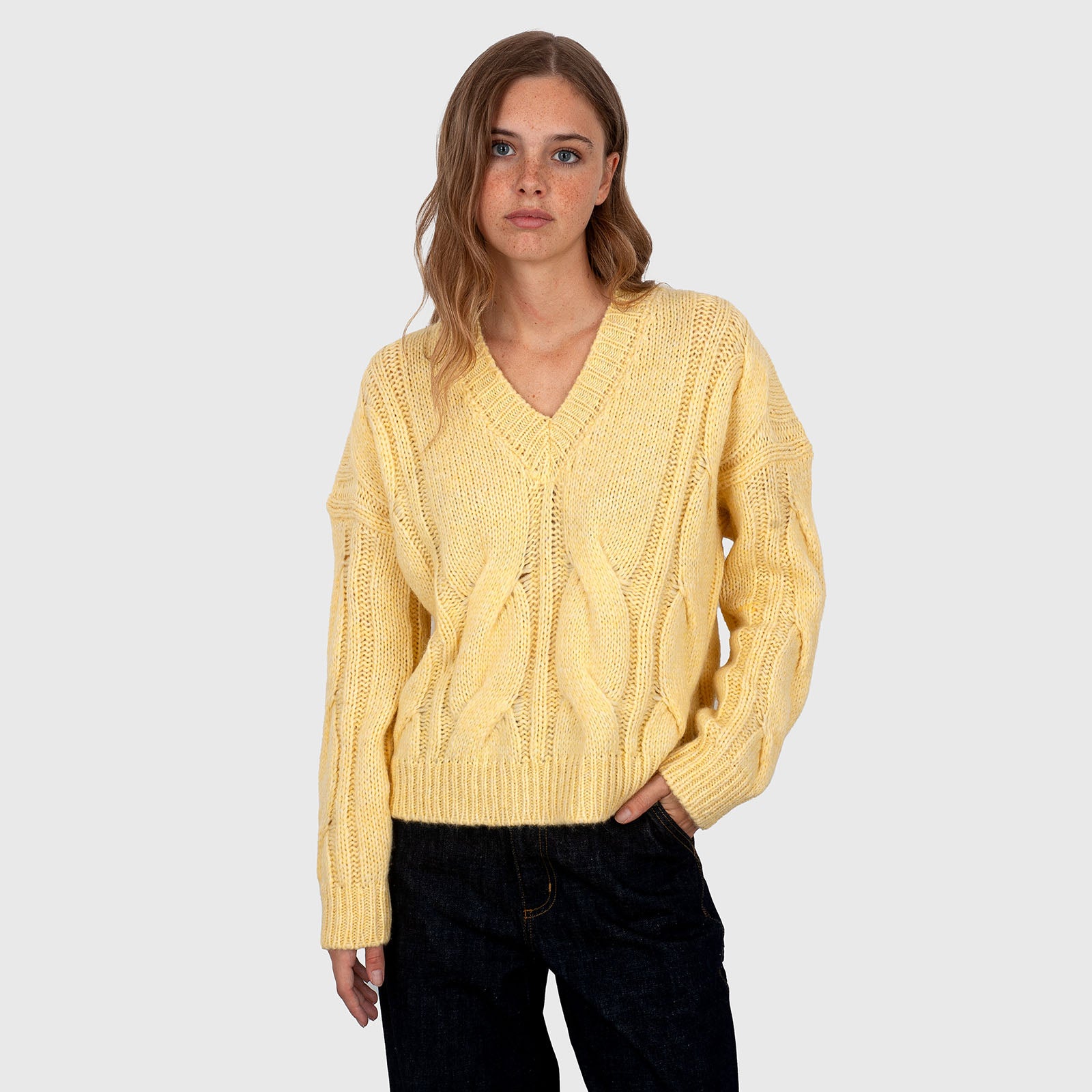 Roberto Collina Maglia Scollo A V Trecce Giallo Donna - 7