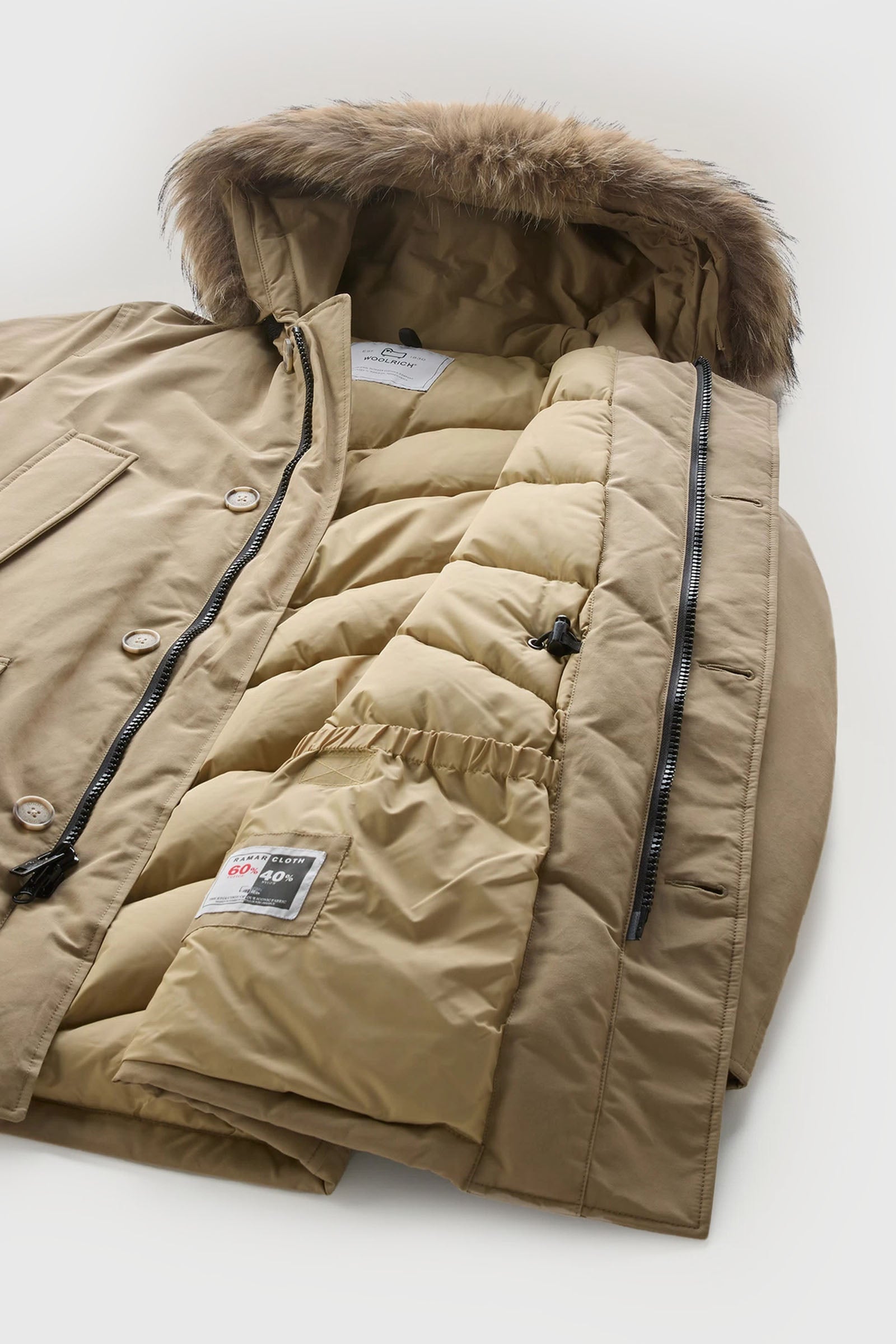 Woolrich Arctic Parka In Ramar Cloth Con Pelliccia Removibile Beige Uomo - 9