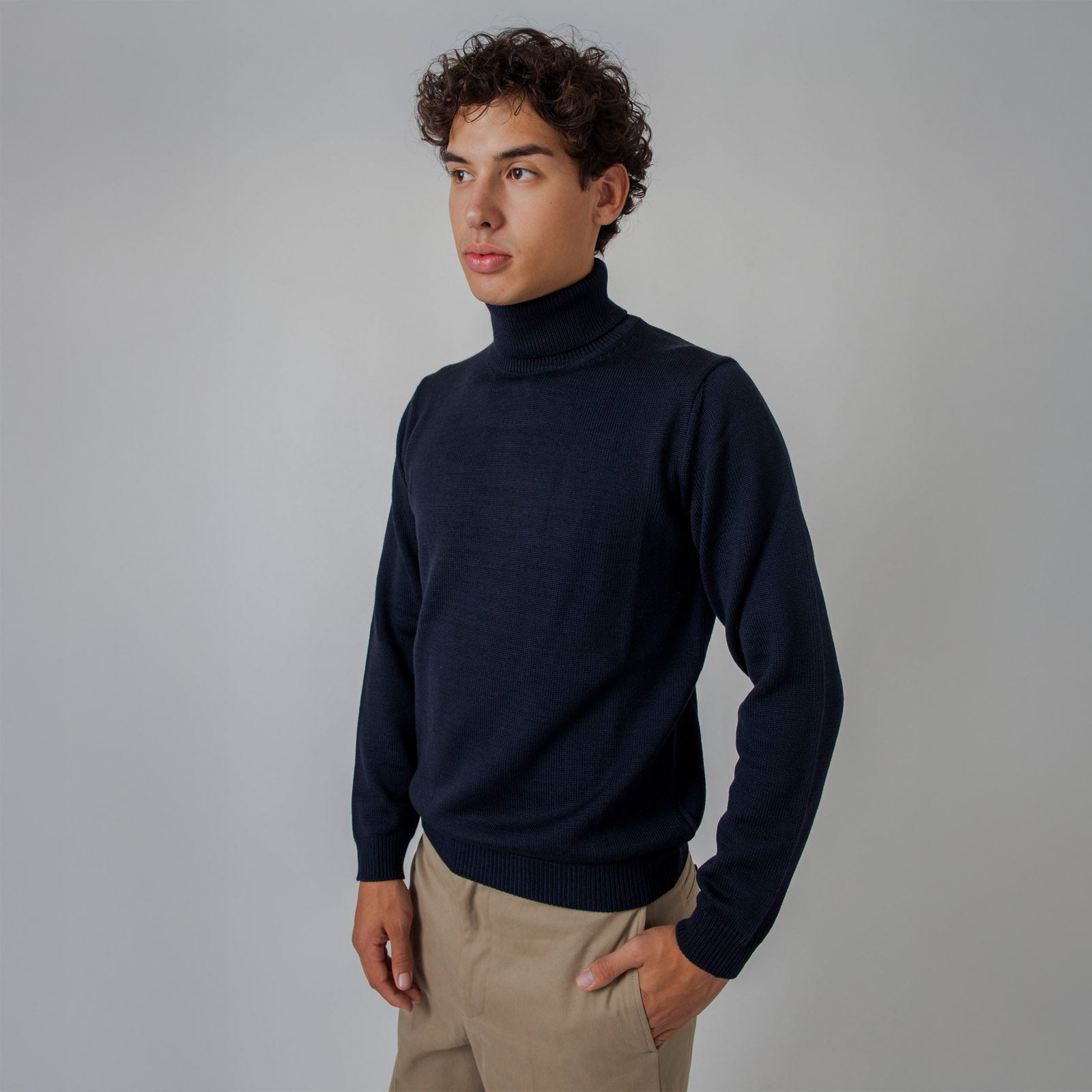 Roberto Collina Maglia Dolcevita Blu Uomo - 6